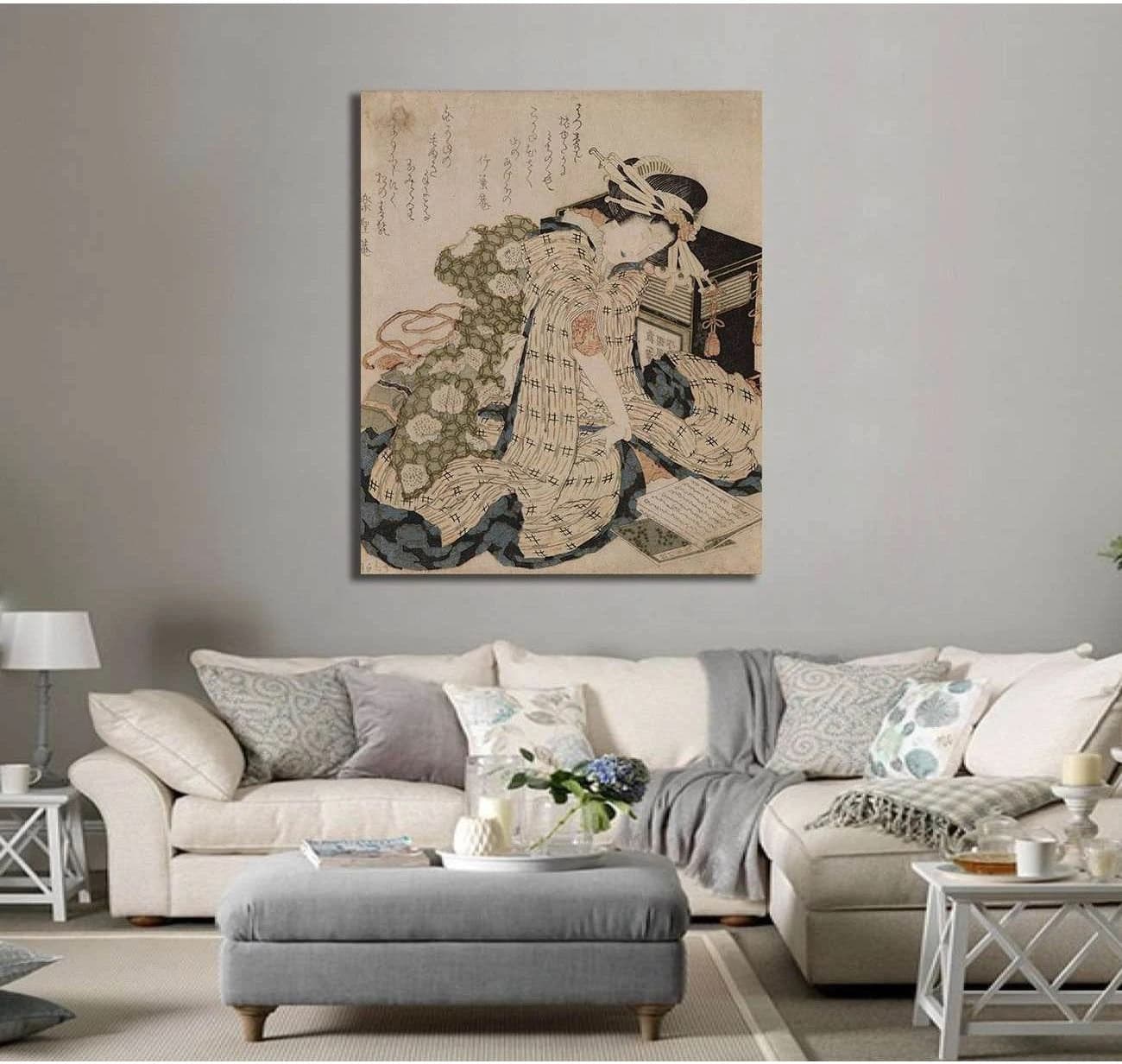 Katsushika Hokusai, Courtesan asleep - Canvas print - Zellart Canvas Prints 000Negative, 6204, ALL_Products