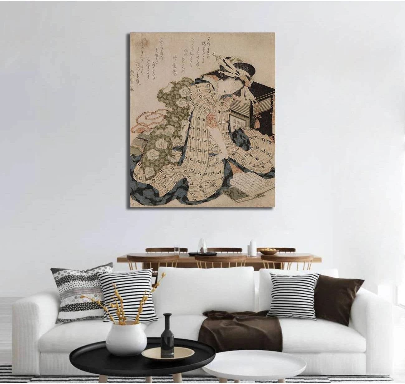 Katsushika Hokusai, Courtesan asleep - Canvas print - Zellart Canvas Prints 000Negative, 6204, ALL_Products