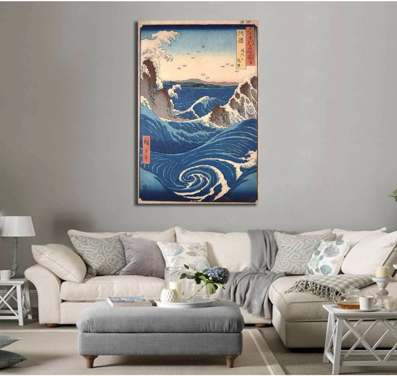 Katsushika Hokusai, View of the naruto whirlpools at Awa - Canvas print - Zellart Canvas Prints 000Negative, 6219, ALL_Products