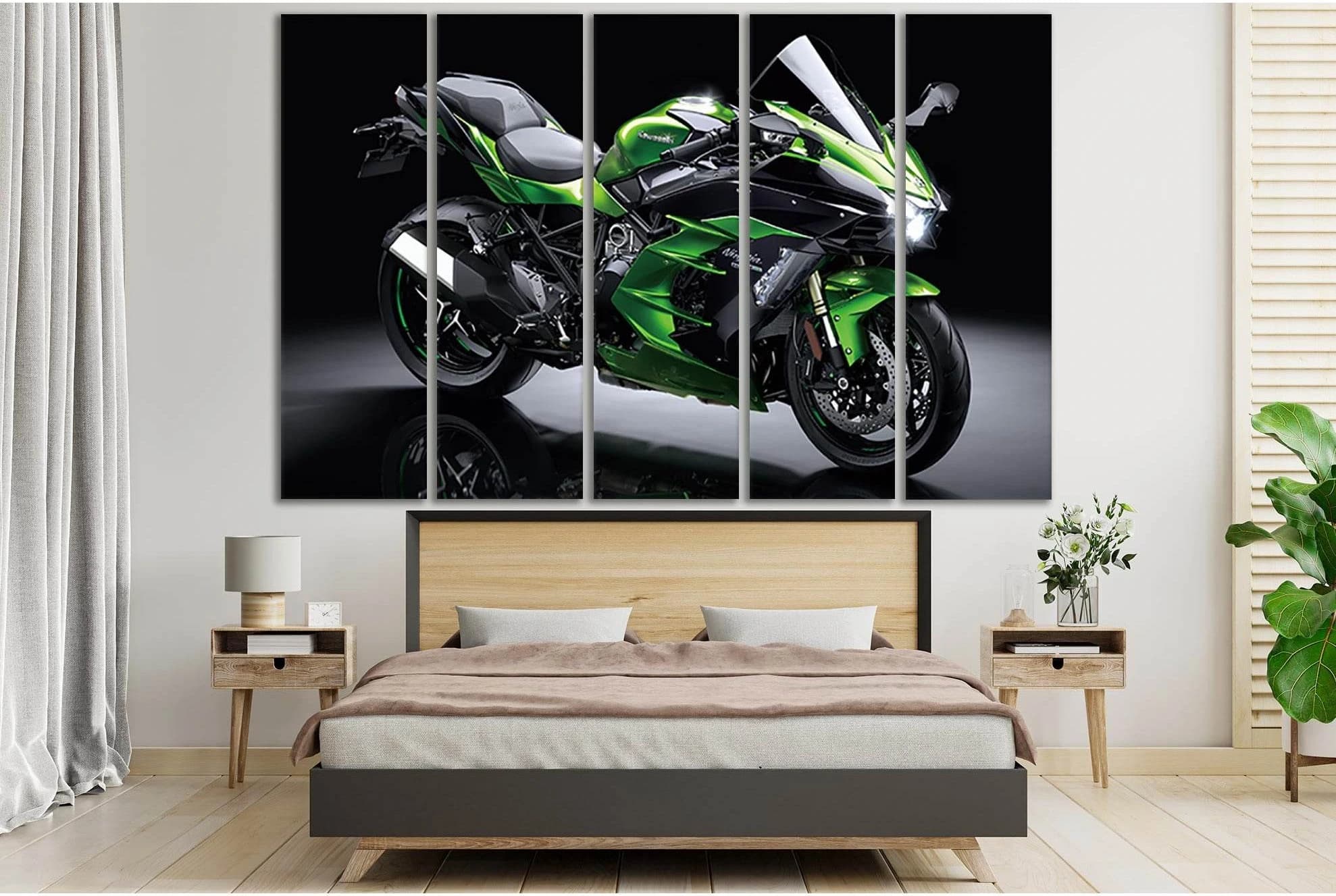 Kawasaki Sports Motorcycle №SL894 Ready to Hang Canvas Print - Zellart Canvas Prints 0new, ALL_Products, Sports & Motivation