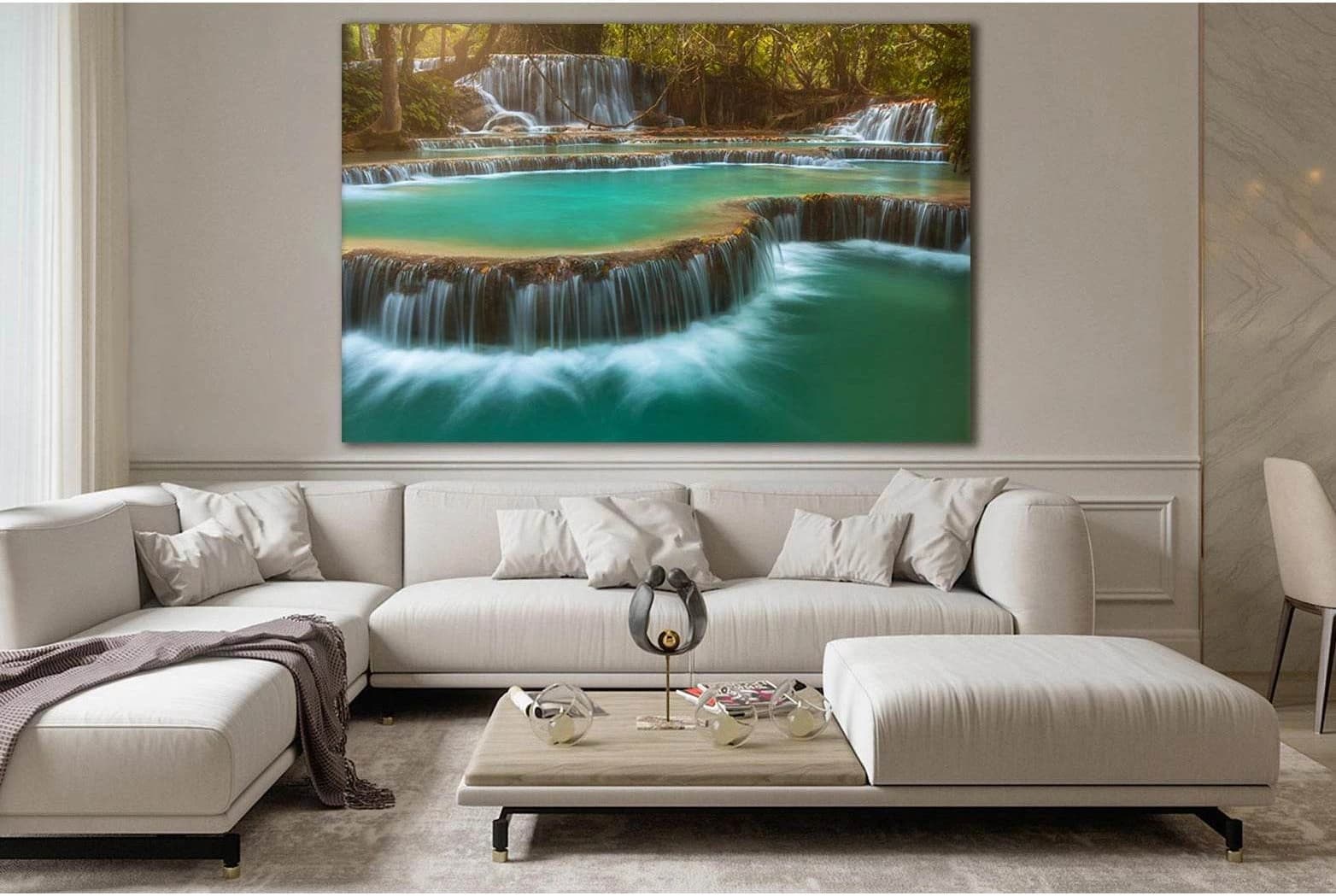 Kuang Si Falls Laos №SL465 Ready to Hang Canvas Print - Zellart Canvas Prints 0new, ALL_Products, Waterfall, Waterfall Wall Art