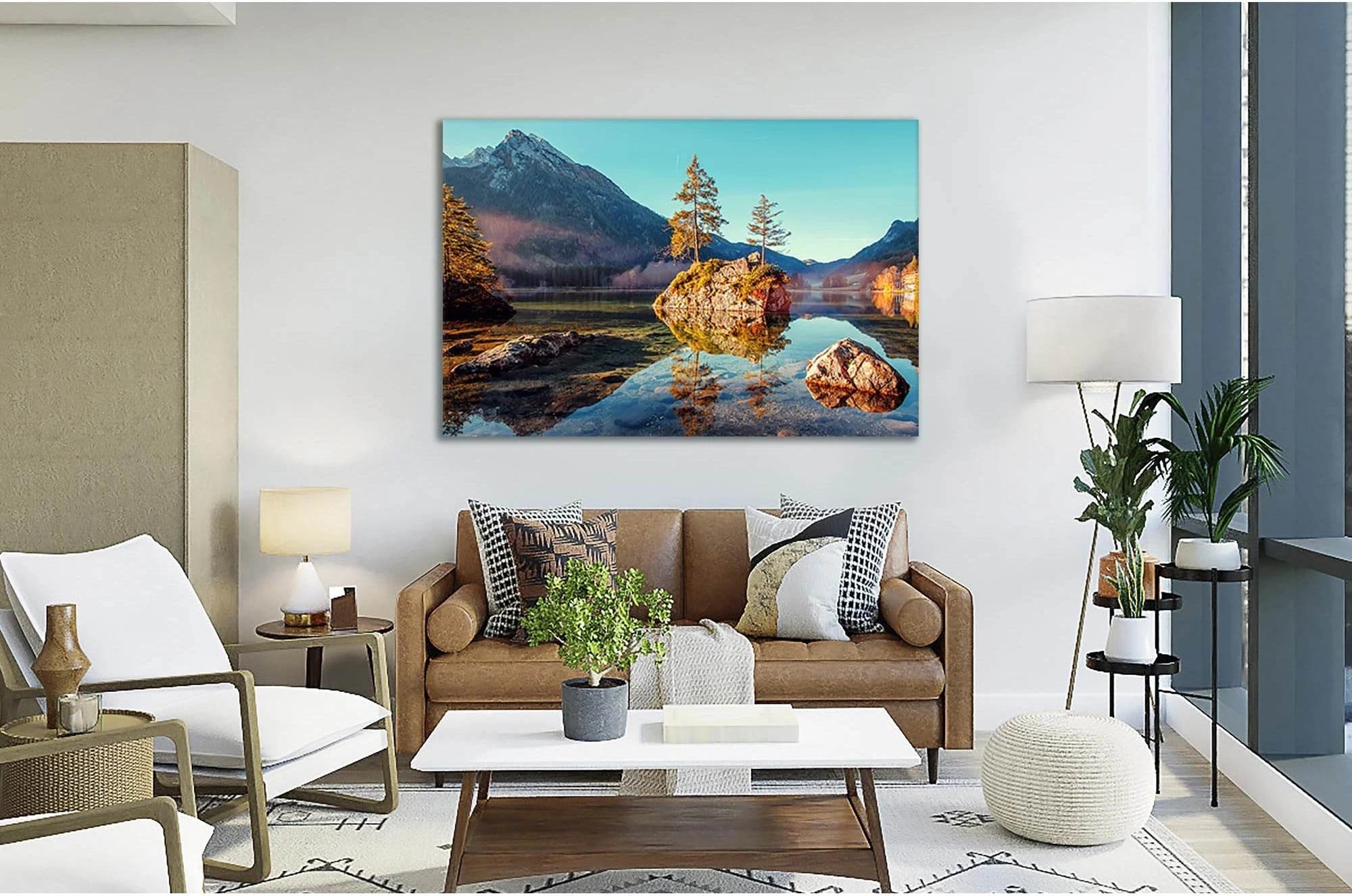 Lake Hintersee At Sunrise №sl08 Ready to Hang Canvas Print - Zellart Canvas Prints 0new, ALL_Products, Nature & Landscapes Canvas Print