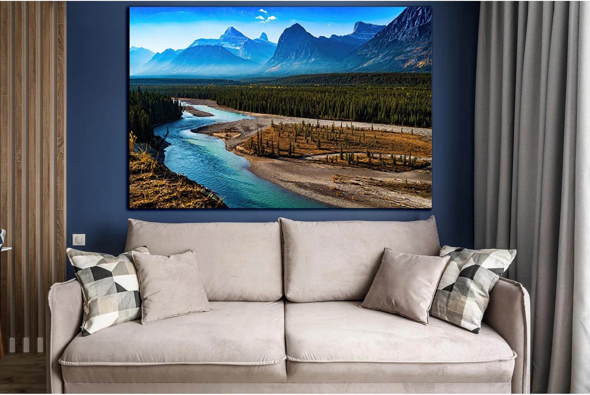 Landscape Mountain And River №SL1600 Ready to Hang Canvas Print - Zellart Canvas Prints 0new, ALL_Products, Mountains Wall Art, Nature Wall Art