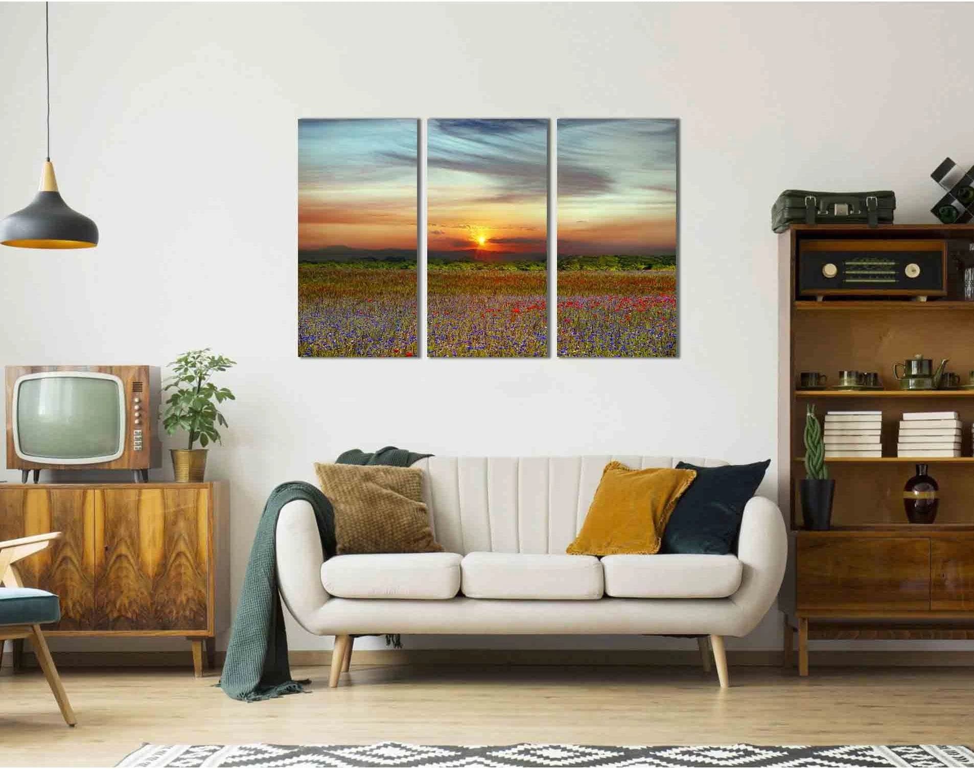 Landscape with sunset №D1241 Ready to Hang Canvas Print - Zellart Canvas Prints 0new, ALL_Products, Sunrise & sunset wall art