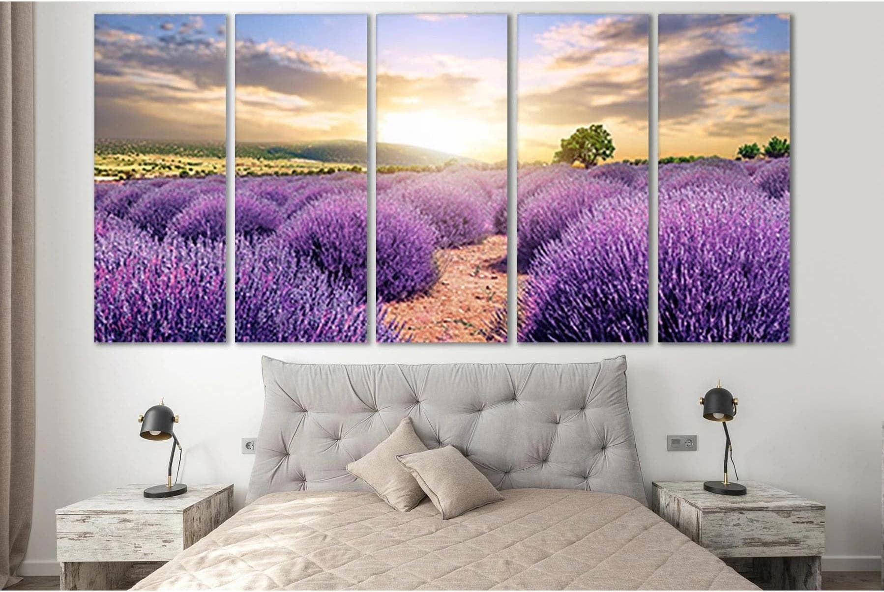 Lavender Field At Sunset №SL669 Ready to Hang Canvas Print - Zellart Canvas Prints 0new, ALL_Products, Floral & Botanical Wall Art