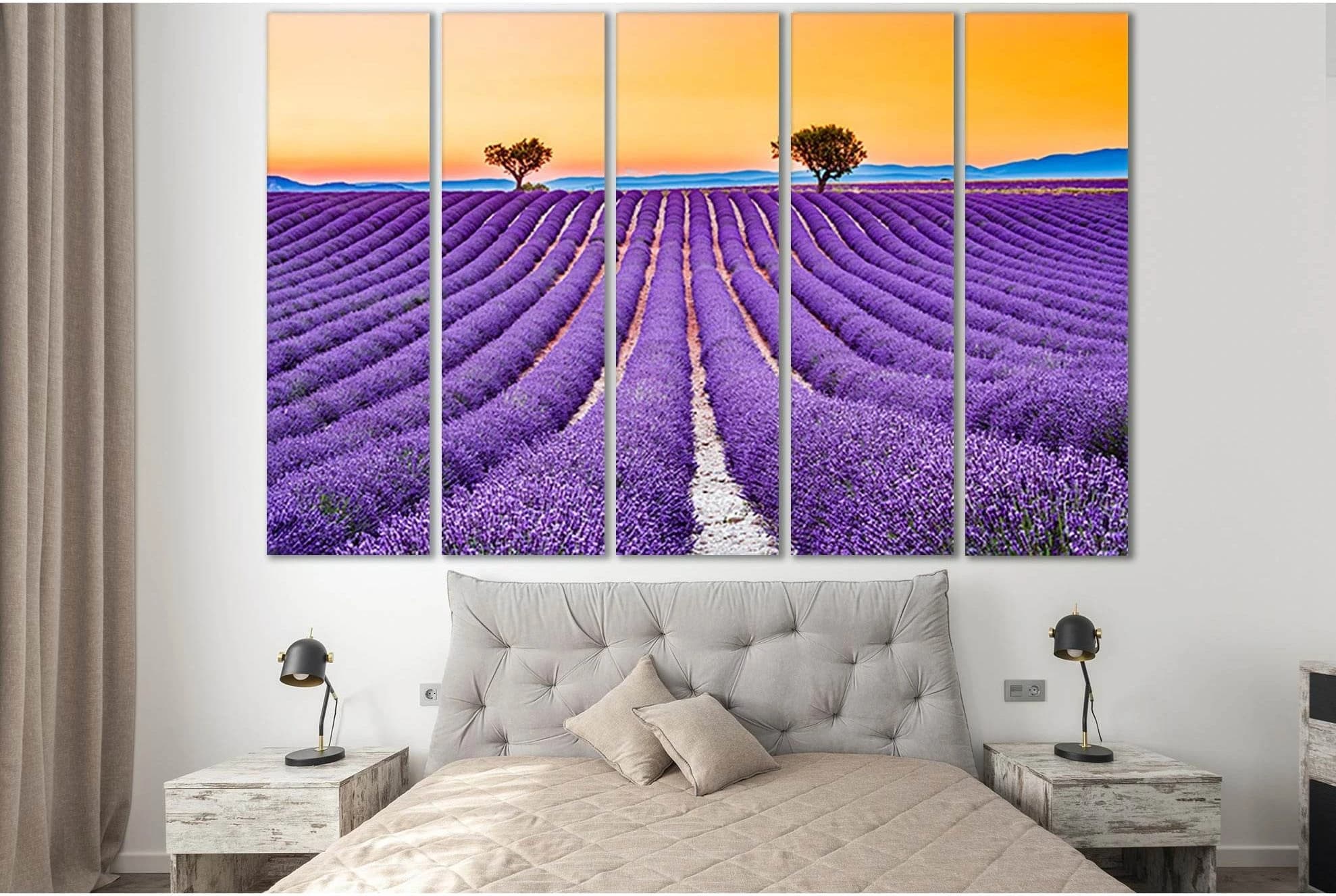 Lavender Field Summer Sunset №SL714 Ready to Hang Canvas Print - Zellart Canvas Prints 0new, ALL_Products, Floral & Botanical Wall Art