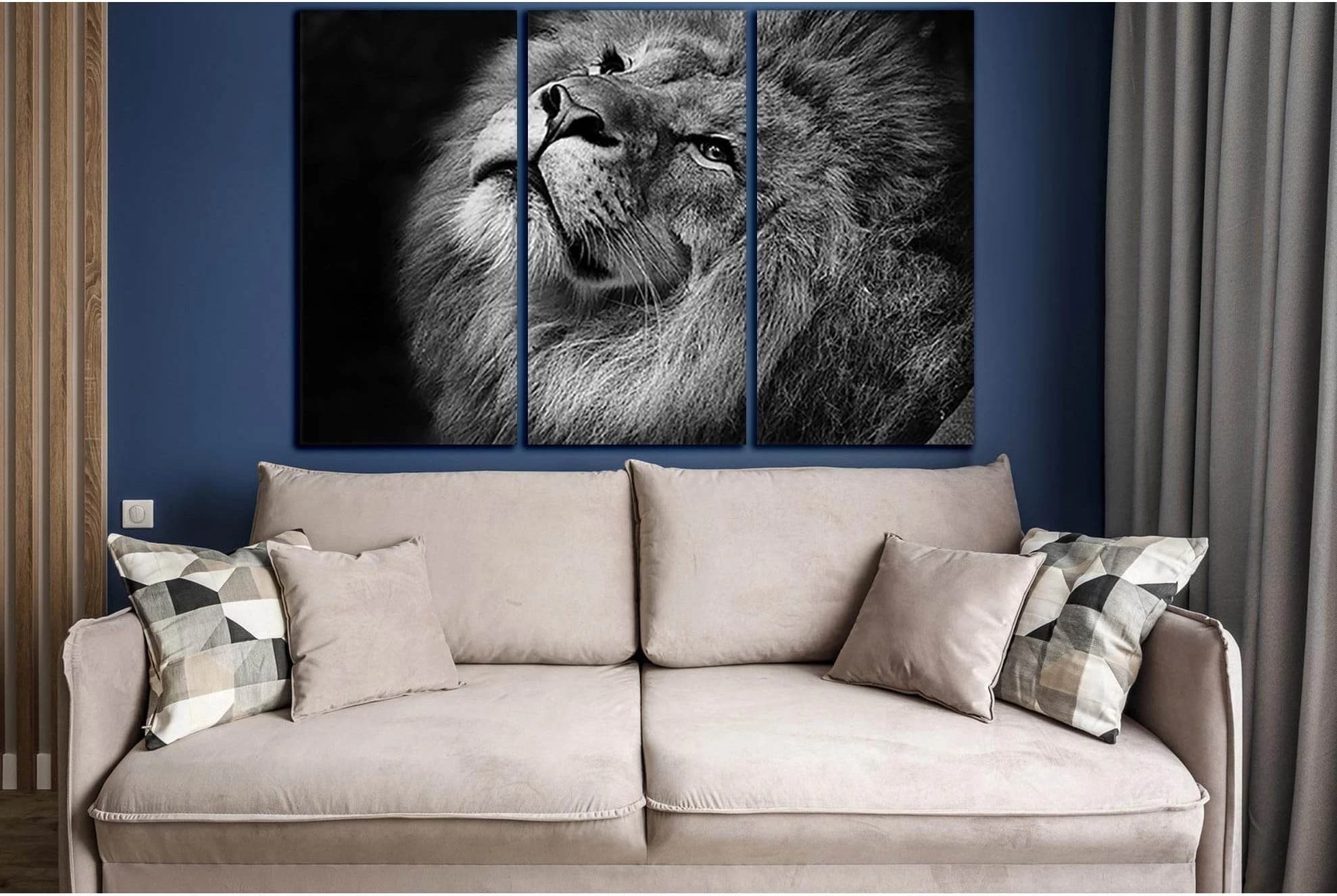 Leo Portrait Black & White №SL862 Ready to Hang Canvas Print - Zellart Canvas Prints 0new, ALL_Products, Black & White Wall Art