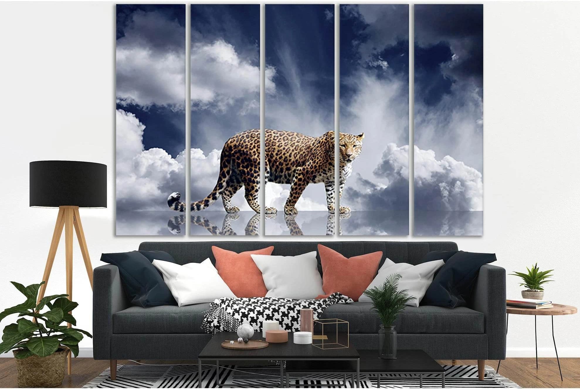 Leopard On Sky Background №SL1038 Ready to Hang Canvas Print - Zellart Canvas Prints 0new, ALL_Products, Animals & Wildlife