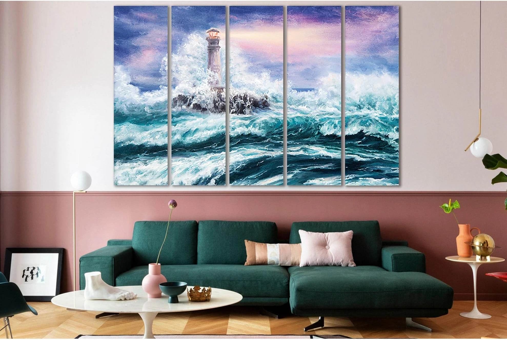 Lighthouse During Storm №SL561 Ready to Hang Canvas Print - Zellart Canvas Prints 0new, ALL_Products, Oil Painting Wall Art