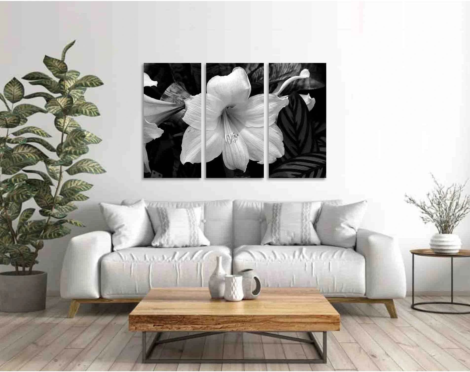 Lily flower №D2832 Ready to Hang Canvas Print - Zellart Canvas Prints 0new, ALL_Products, Black & White Wall Art
