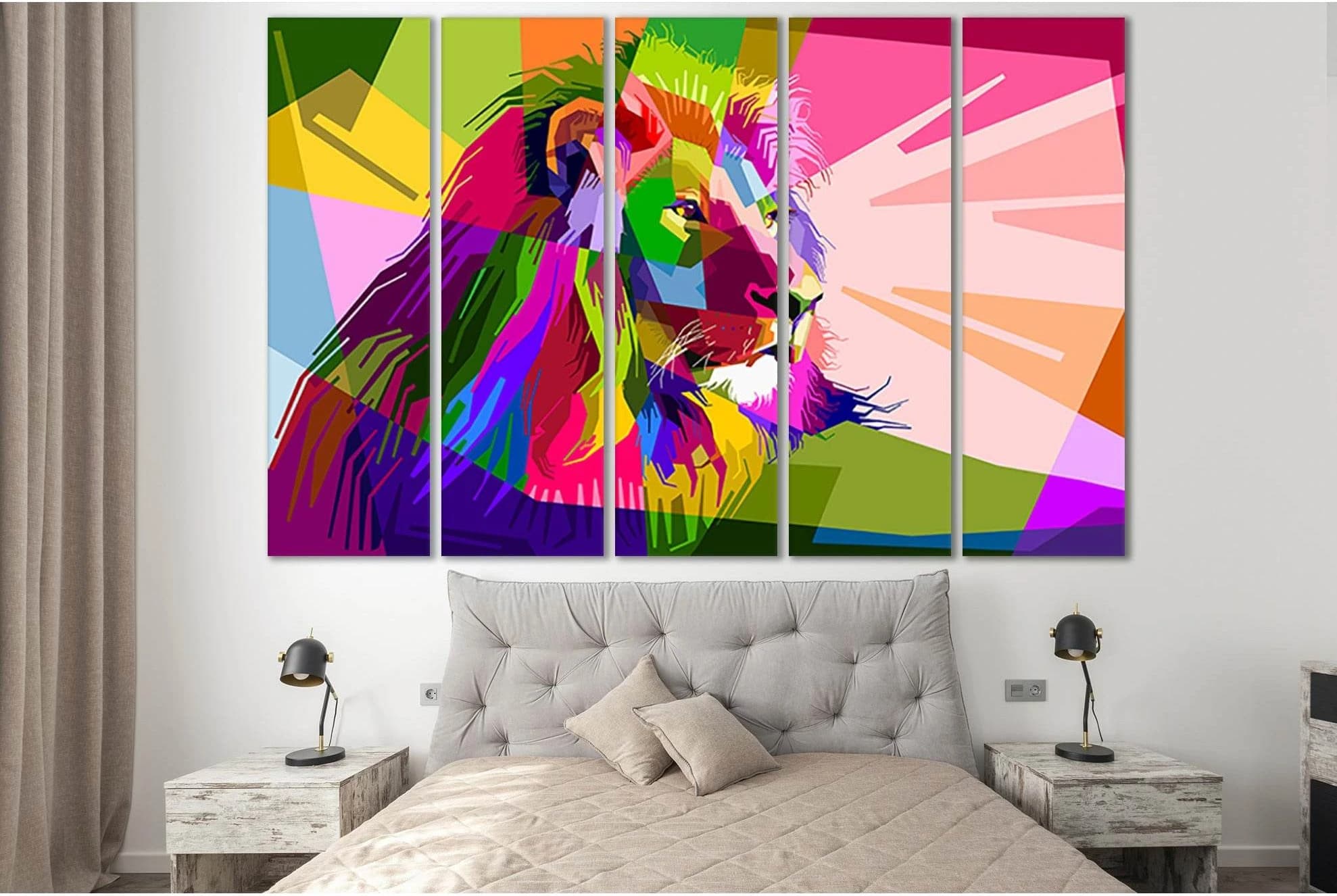 Lion Face Pop Art №SL526 Ready to Hang Canvas Print - Zellart Canvas Prints 0new, ALL_Products, Lion, Pop ART