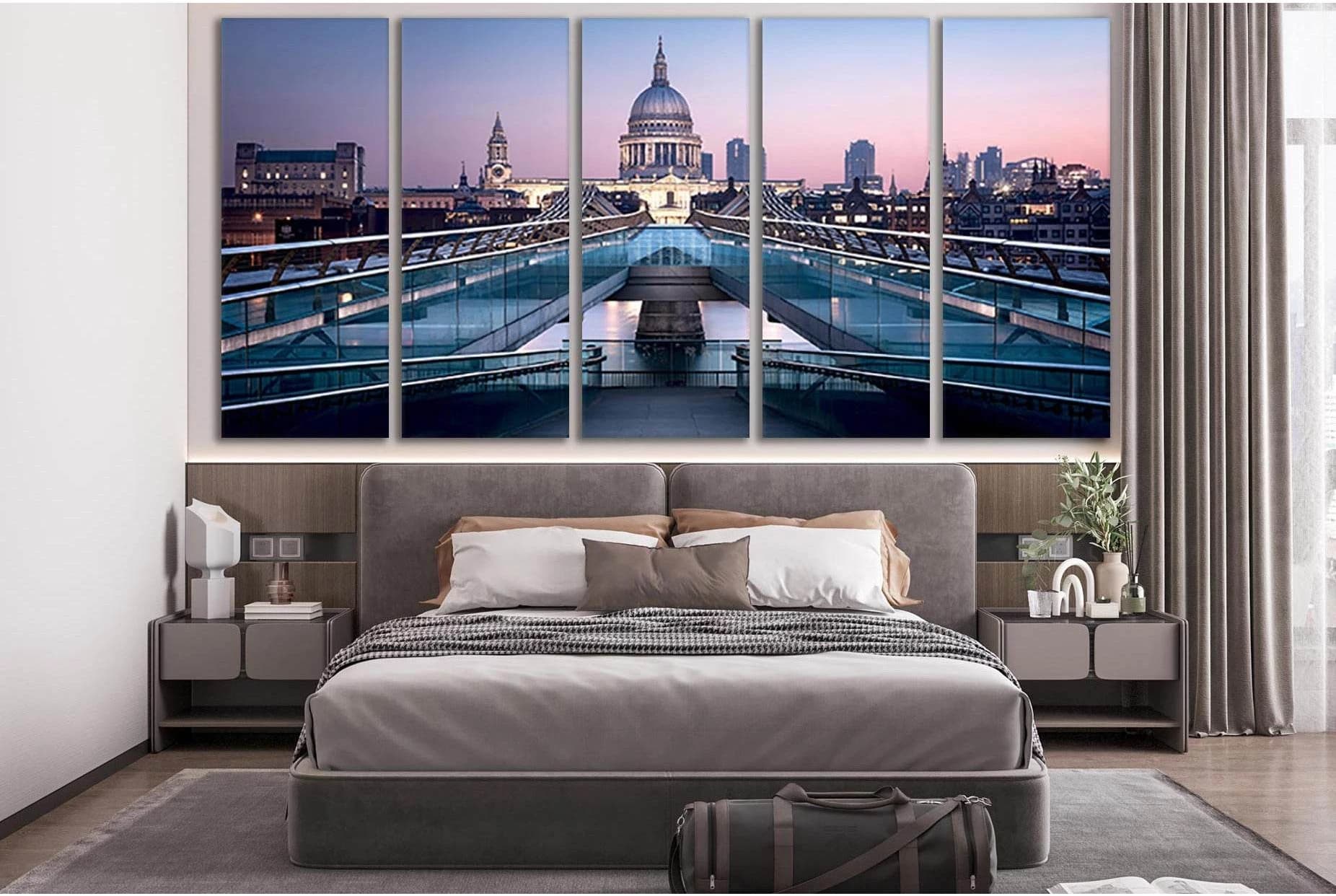 London Millennium Bridge №SL1103 Ready to Hang Canvas Print - Zellart Canvas Prints 0new, ALL_Products, Bridges Wall Art