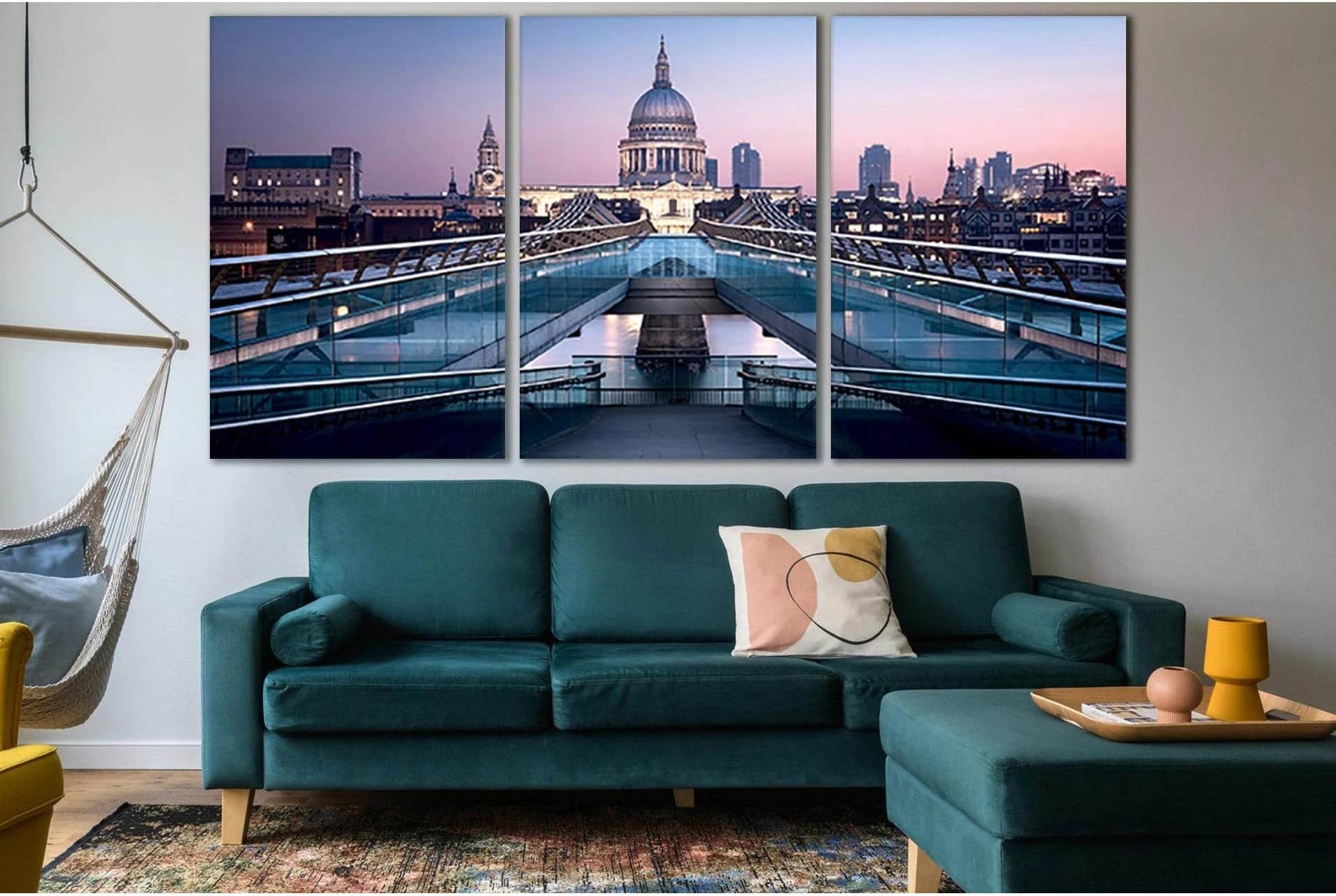 London Millennium Bridge №SL1103 Ready to Hang Canvas Print - Zellart Canvas Prints 0new, ALL_Products, Bridges Wall Art