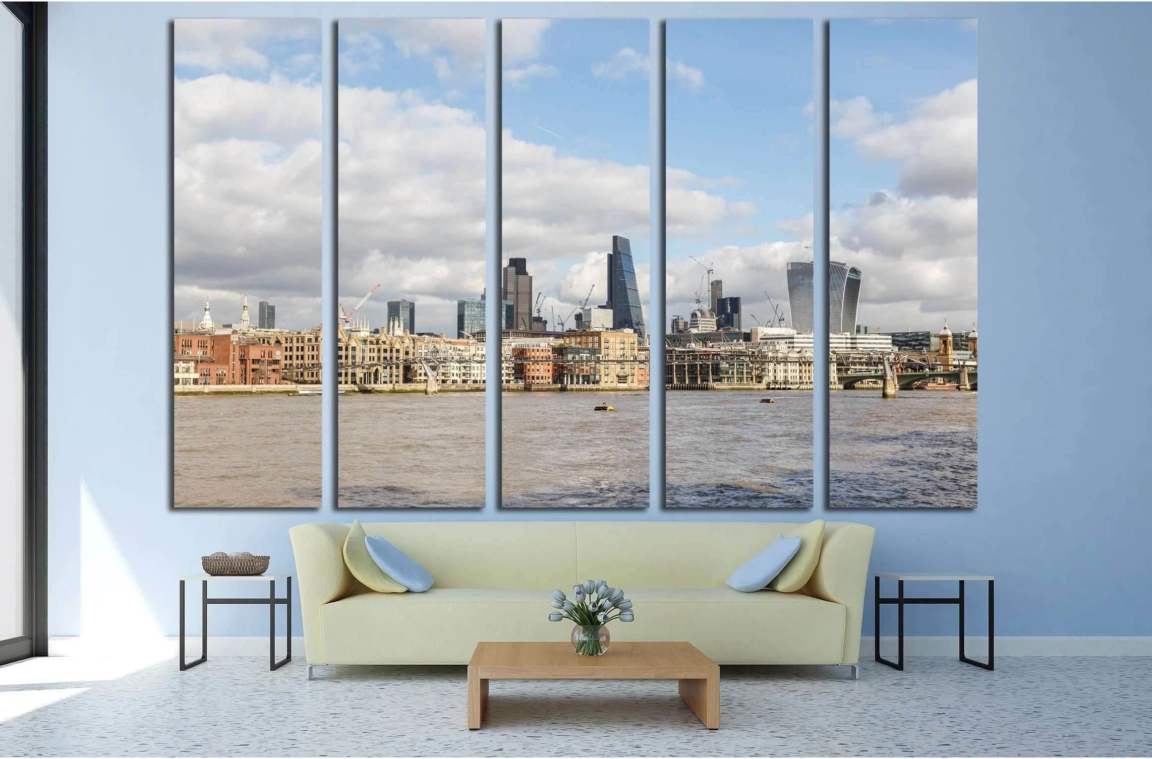 London skyline including The Leadenhall Building and 20 Fenchurch Street №2938 Ready to Hang Canvas Print - Zellart Canvas Prints ALL_Products, s-2938