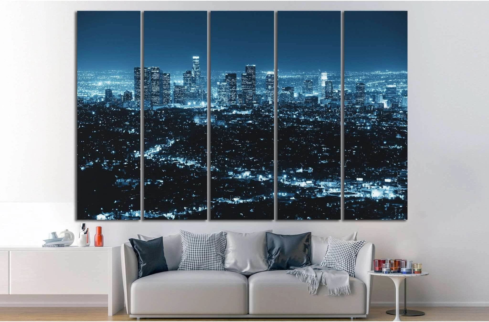 Los Angeles at night №1120 Ready to Hang Canvas Print - Zellart Canvas Prints ALL_Products, s-1120