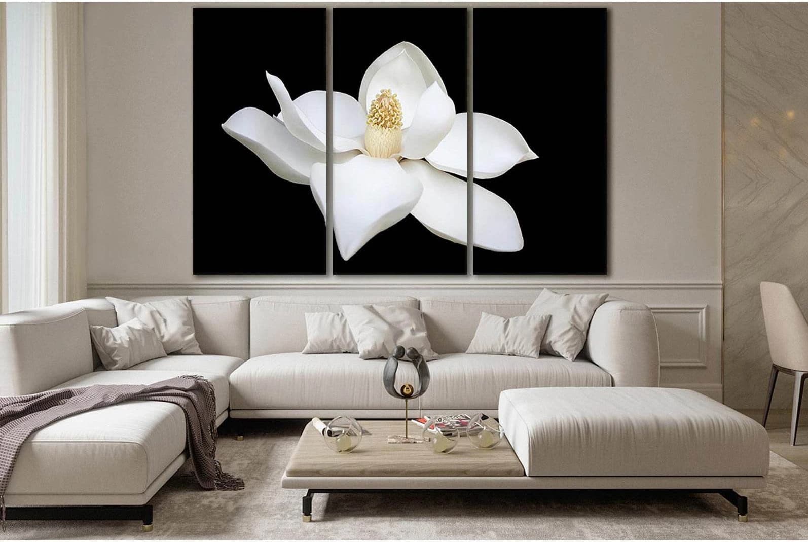 Magnolia On A Black Background №SL688 Ready to Hang Canvas Print - Zellart Canvas Prints 0new, ALL_Products, Floral & Botanical Wall Art