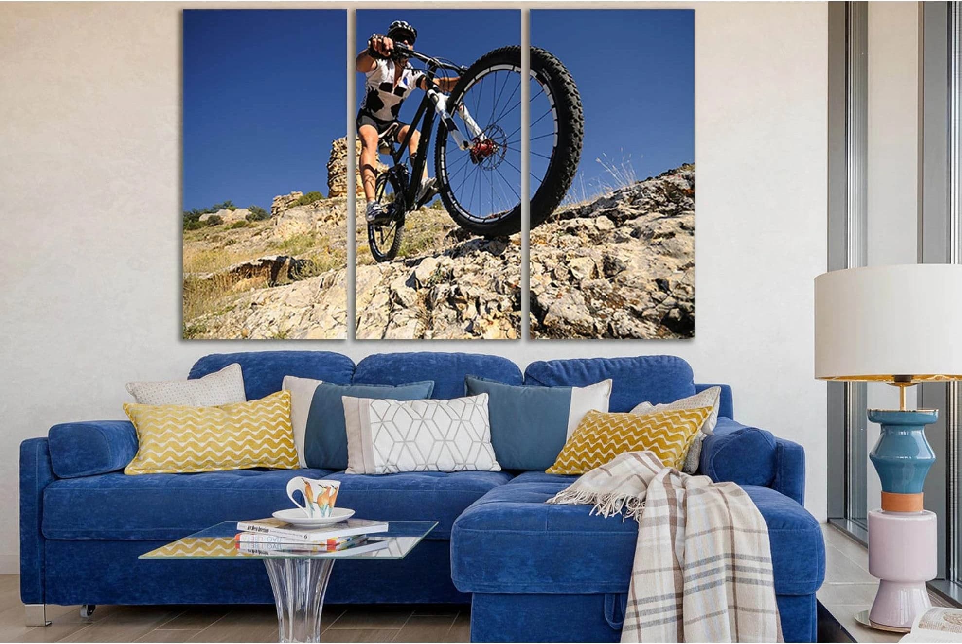 Man On Mountain Bike On The Rock №SL911 Ready to Hang Canvas Print - Zellart Canvas Prints 0new, ALL_Products, Sports & Motivation