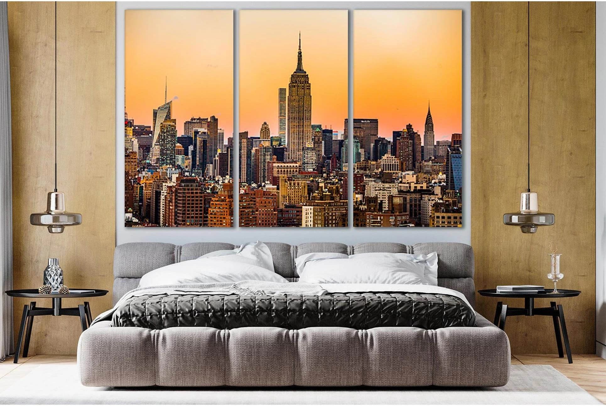 Manhattan New York At Sunset №SL343 Ready to Hang Canvas Print - Zellart Canvas Prints 0_NY_ART, 0new, ALL_Products, Cityscapes & Skylines