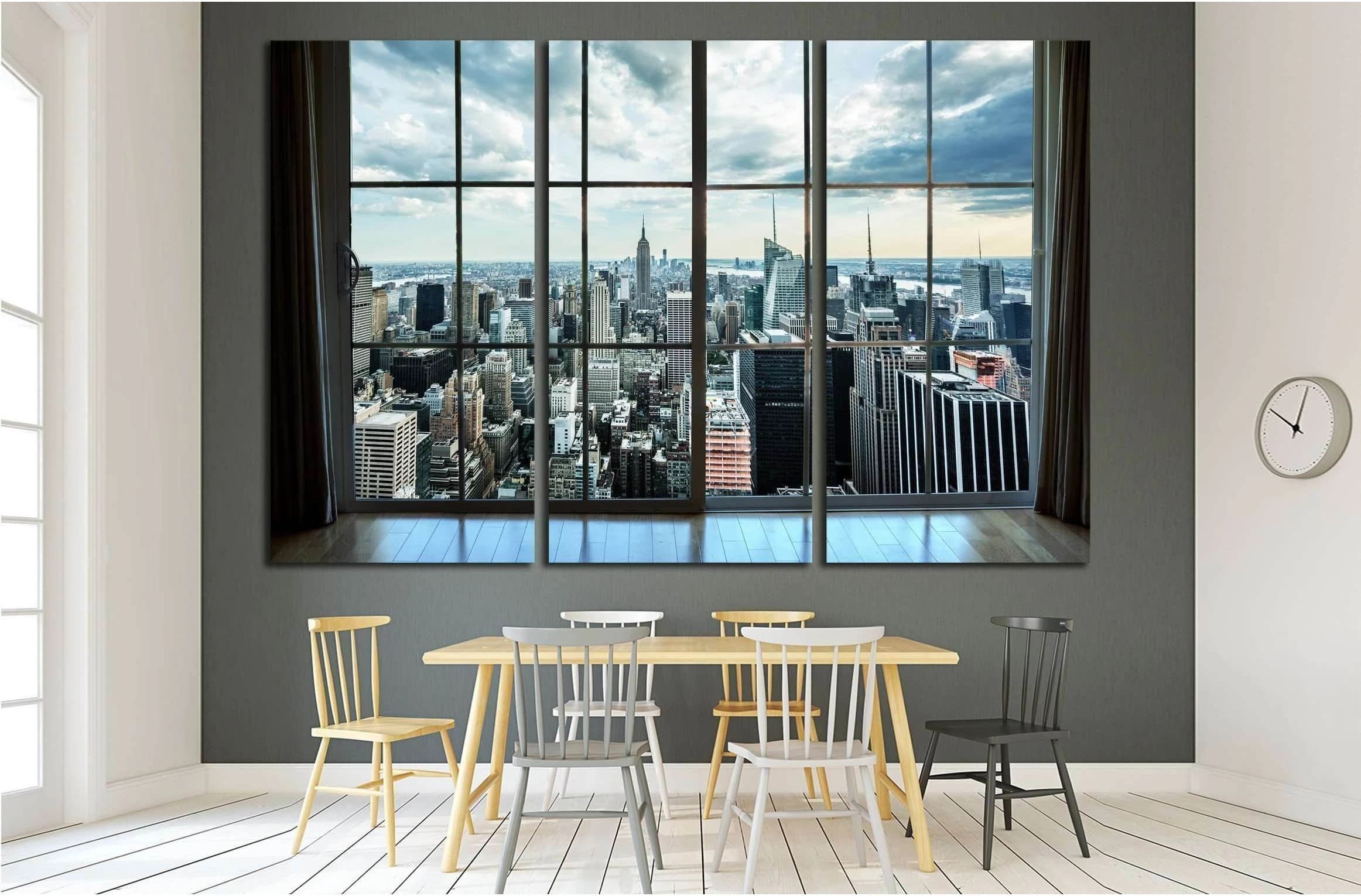 Manhattan New York City Skyline Buildings, Breathtaking Penthouse №2147 Ready to Hang Canvas Print - Zellart Canvas Prints 0_NY_ART, ALL_Products, s-2147