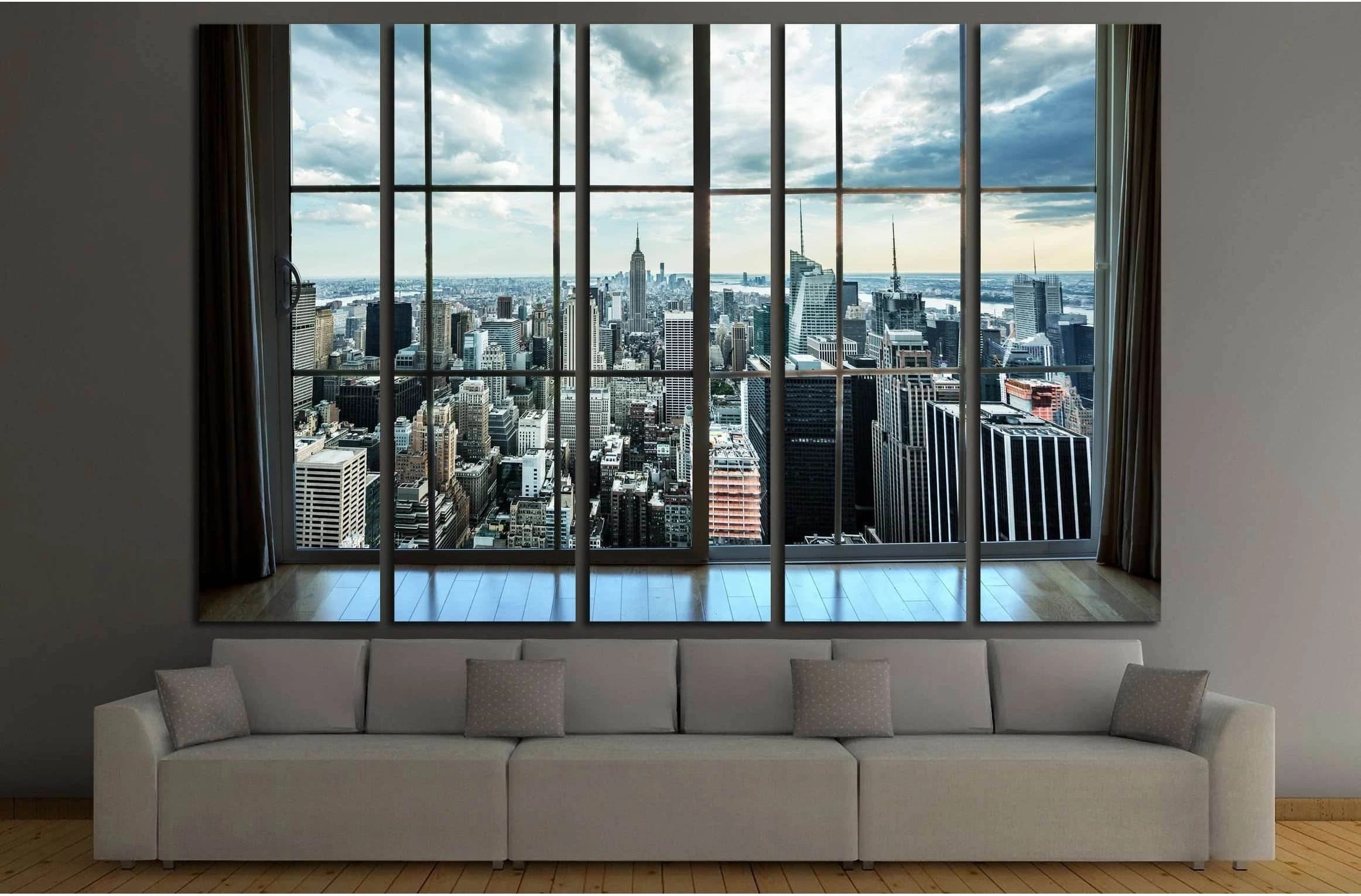 Manhattan New York City Skyline Buildings, Breathtaking Penthouse №2147 Ready to Hang Canvas Print - Zellart Canvas Prints 0_NY_ART, ALL_Products, s-2147