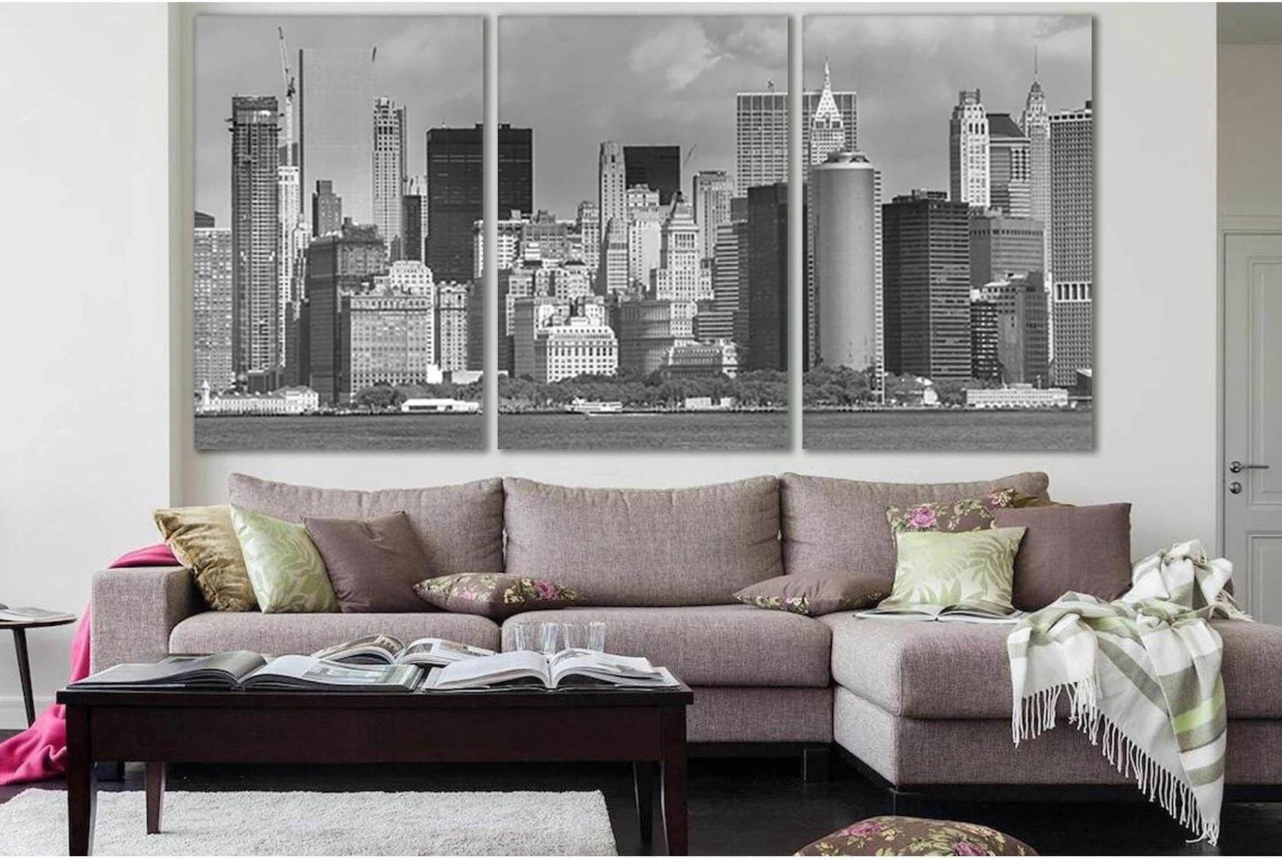 Manhattan New York №SL871 Ready to Hang Canvas Print - Zellart Canvas Prints 0_NY_ART, 0new, ALL_Products, Black & White Wall Art