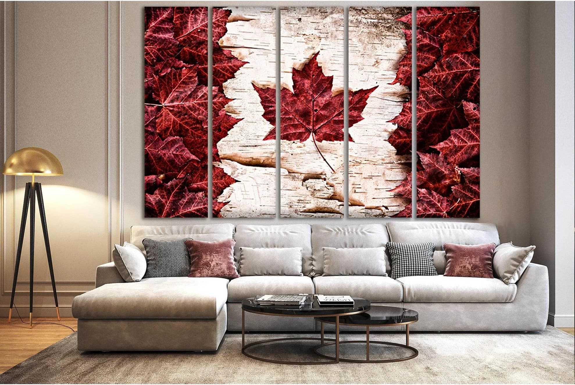 Maple Leaves Canadian Flag №SL1197 Ready to Hang Canvas Print - Zellart Canvas Prints 0new, ALL_Products, Flags