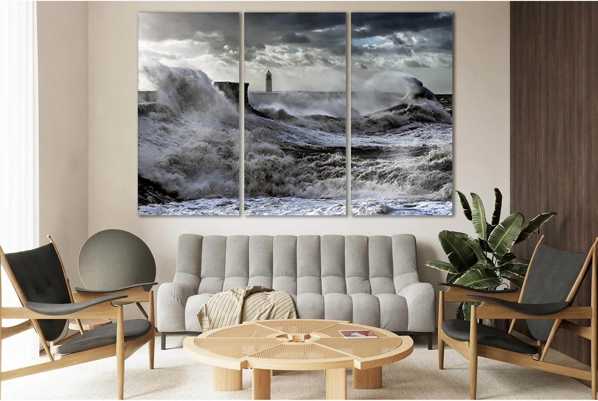 Menacing Waves Gray Sky №SL109 Ready to Hang Canvas Print - Zellart Canvas Prints 0new, ALL_Products, Beach Ocean & Waves