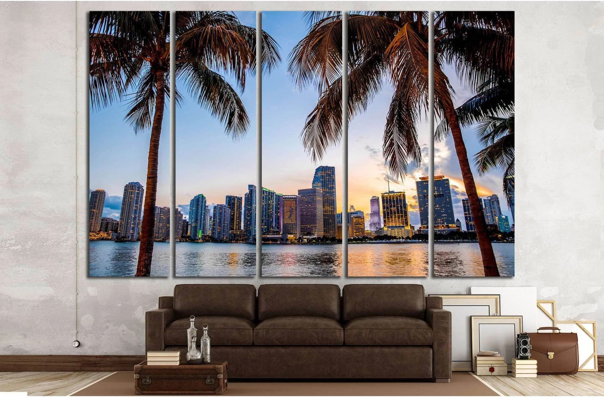 Miami, Florida skyline №1228 Ready to Hang Canvas Print - Zellart Canvas Prints ALL_Products, s-1228