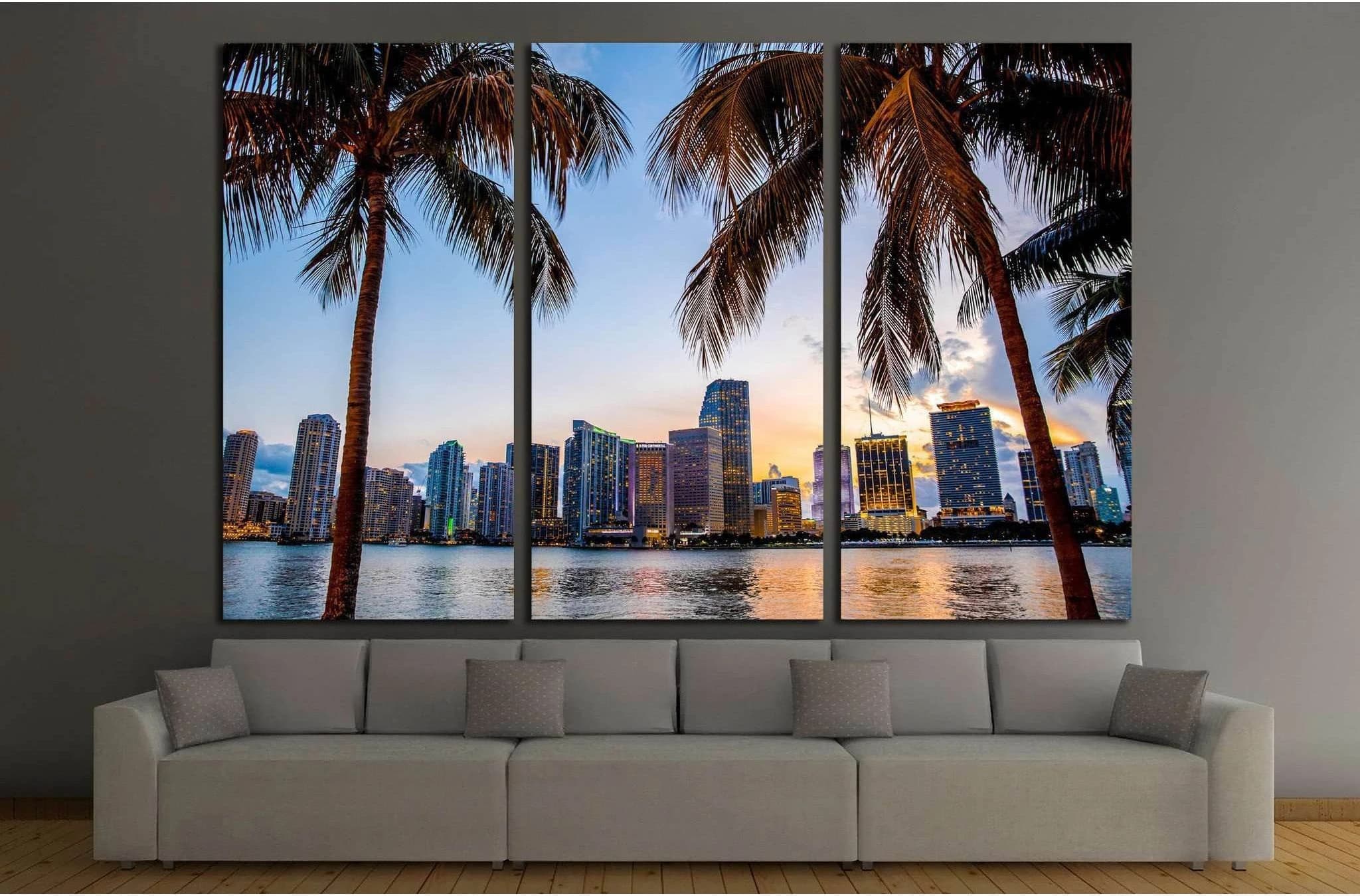 Miami, Florida skyline №1228 Ready to Hang Canvas Print - Zellart Canvas Prints ALL_Products, s-1228