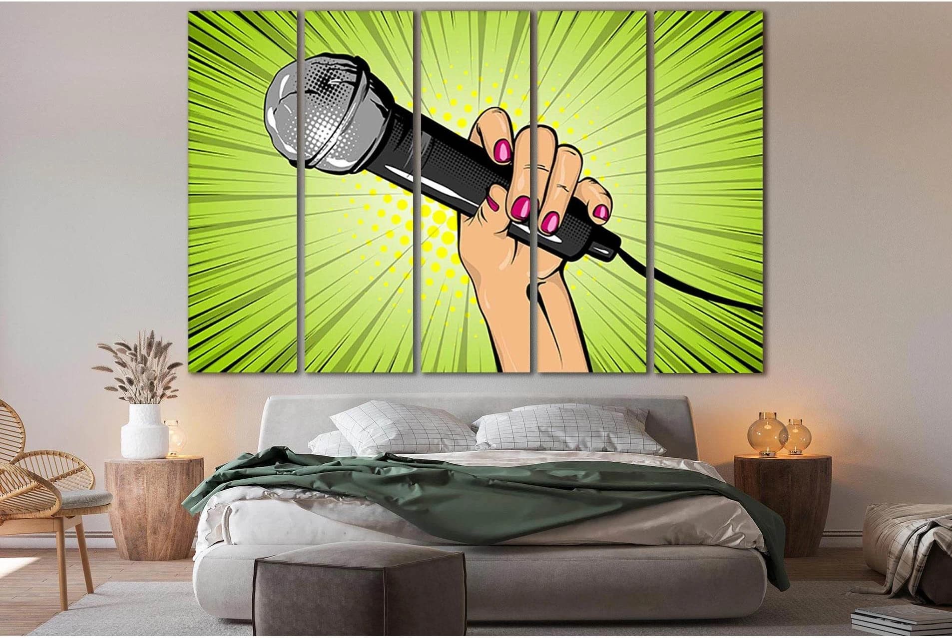 Microphone In Hand Pop Art №SL535 Ready to Hang Canvas Print - Zellart Canvas Prints 0new, ALL_Products, Pop ART