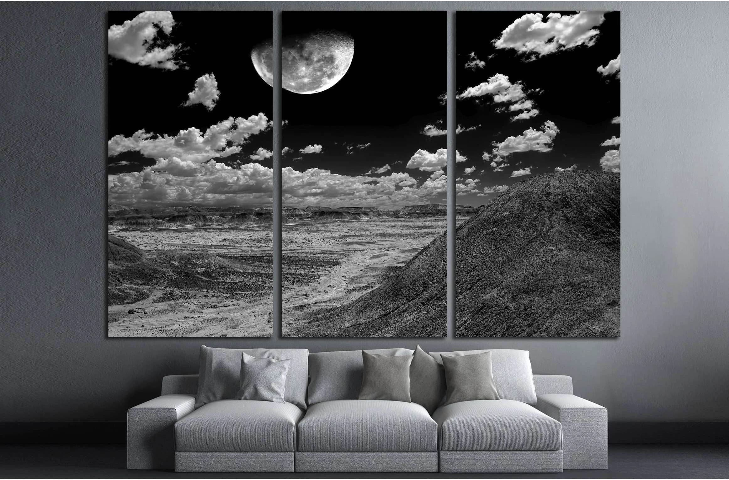 Moon and Spring landscape in the Arizona desert USA №2867 Ready to Hang Canvas Print - Zellart Canvas Prints ALL_Products, s-2867
