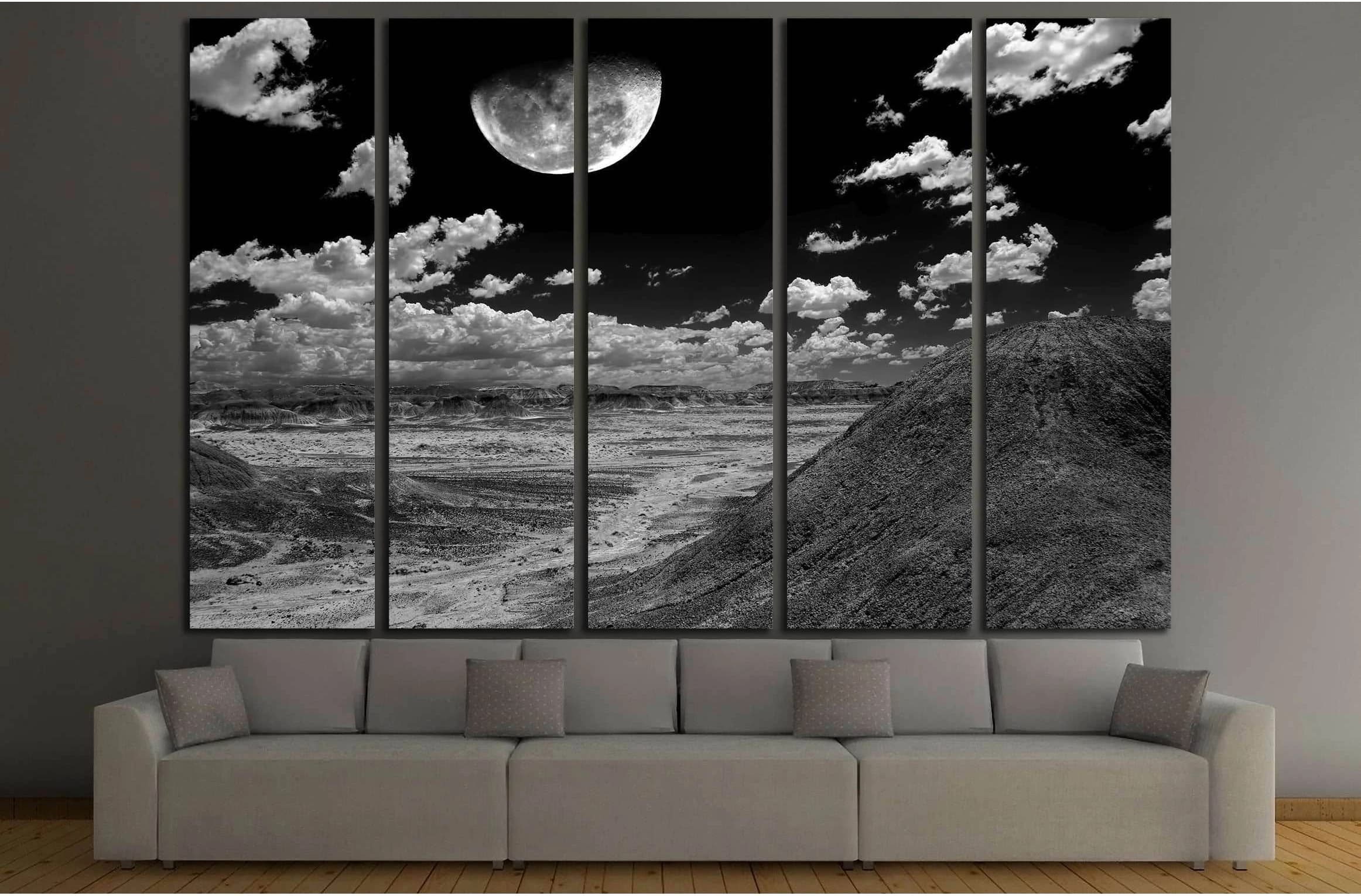 Moon and Spring landscape in the Arizona desert USA №2867 Ready to Hang Canvas Print - Zellart Canvas Prints ALL_Products, s-2867