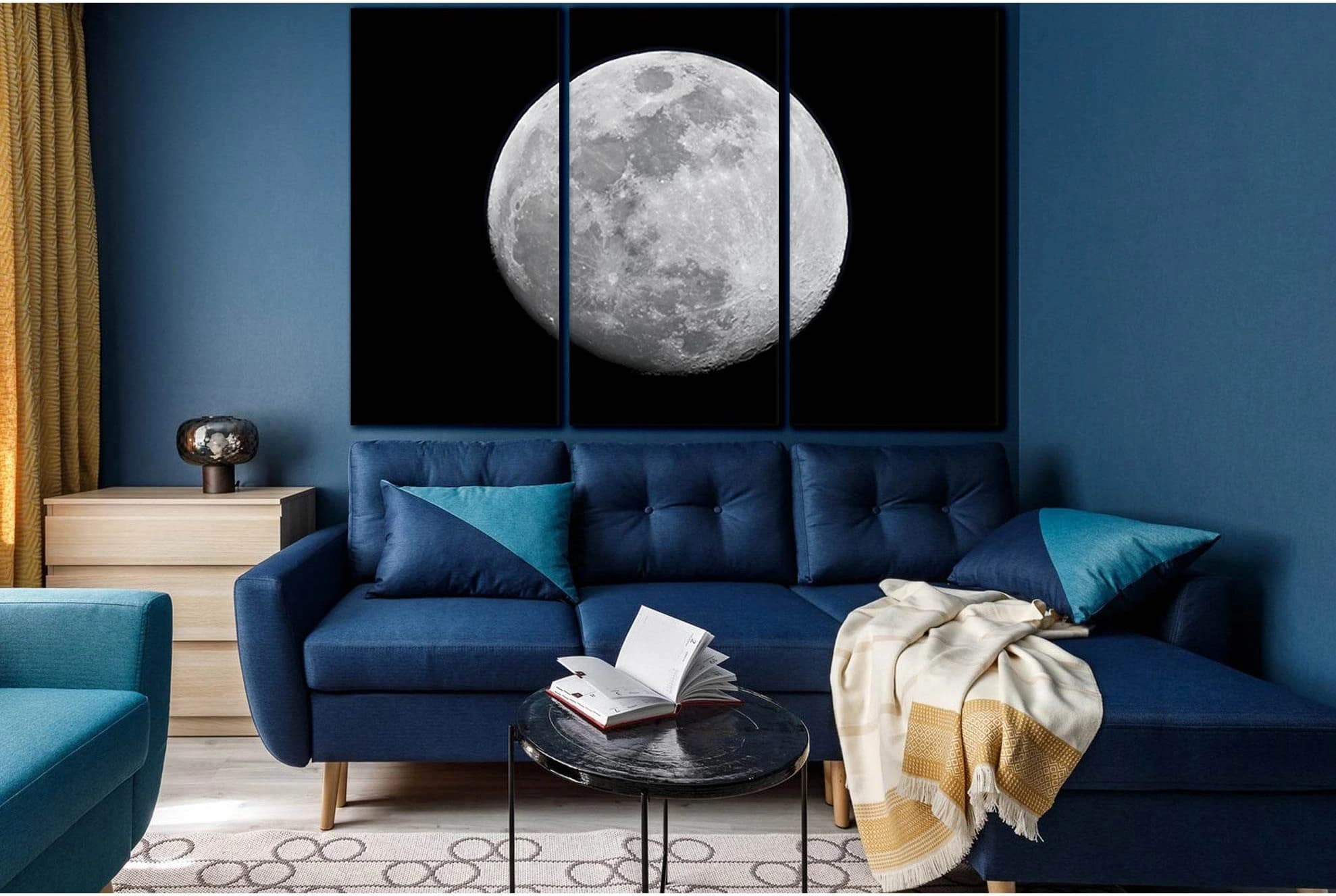 Moon Close Up Black And White №SL846 Ready to Hang Canvas Print - Zellart Canvas Prints 0new, ALL_Products, Black & White Wall Art