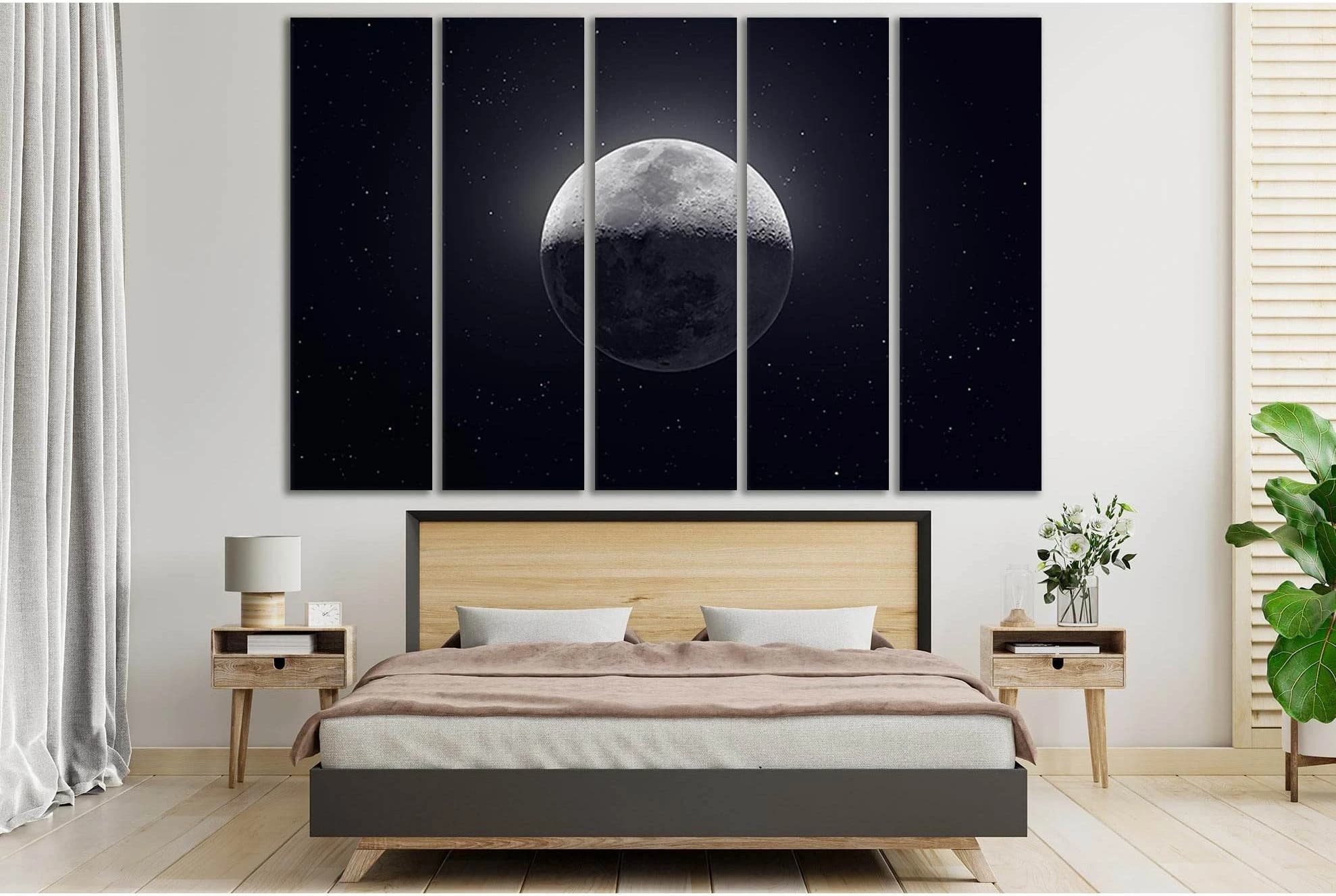 Moon Close Up №SL433 Ready to Hang Canvas Print - Zellart Canvas Prints 0new, ALL_Products, Astronomy & Space Canvas Wall Art