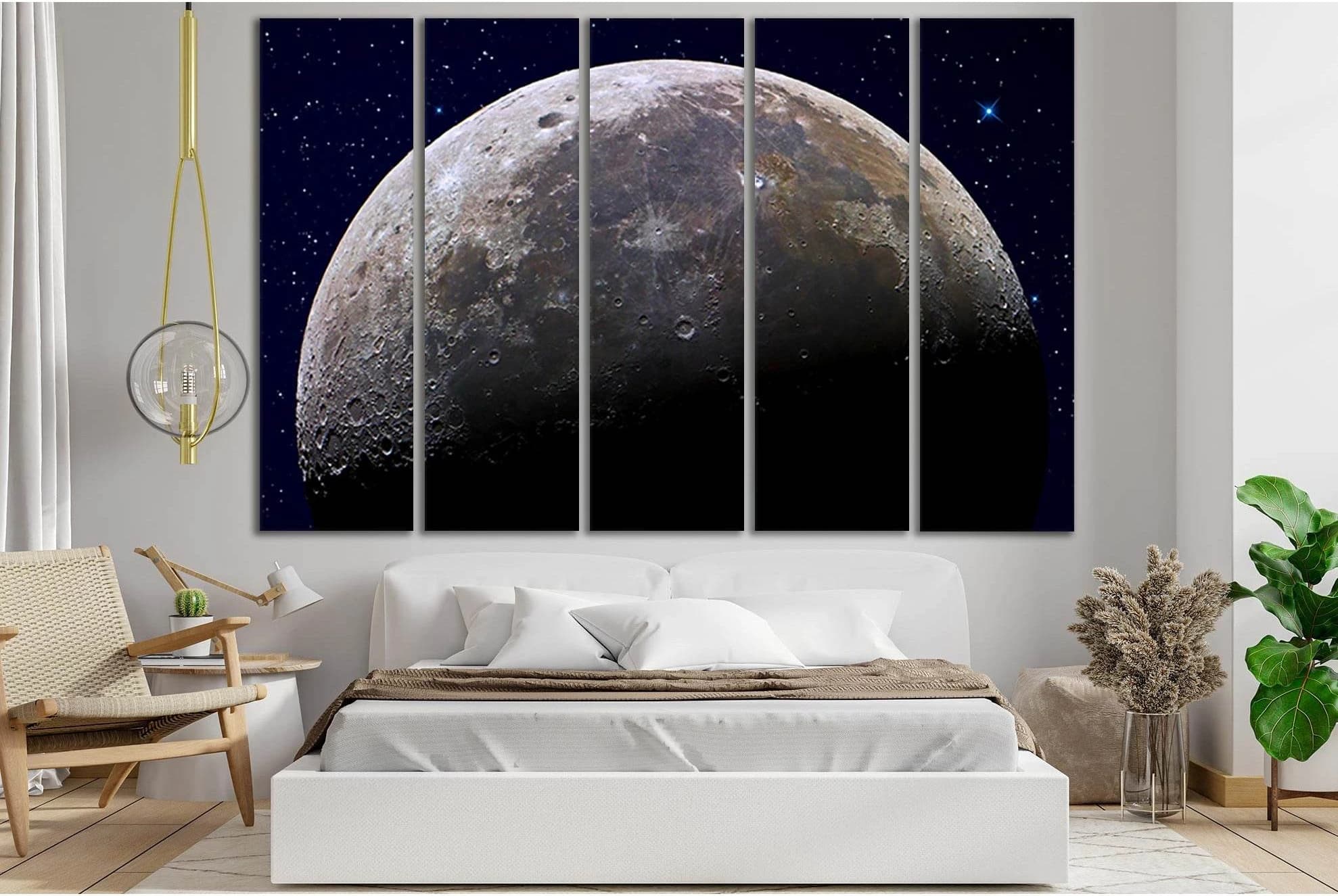 Moon Close Up №SL989 Ready to Hang Canvas Print - Zellart Canvas Prints 0new, ALL_Products, Astronomy & Space Canvas Wall Art
