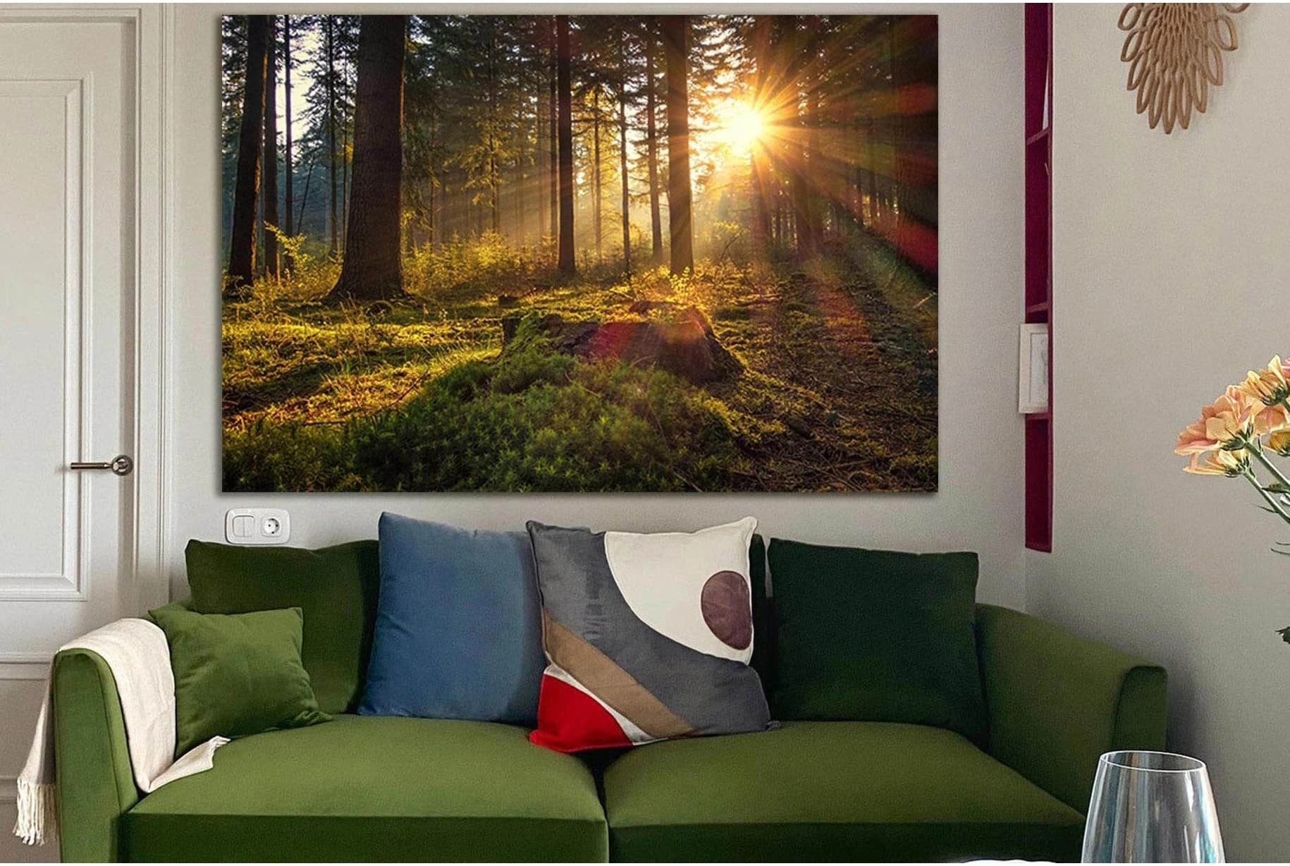 Morning In The Forest №SL1074 Ready to Hang Canvas Print - Zellart Canvas Prints 0new, ALL_Products, Trees Wall Art
