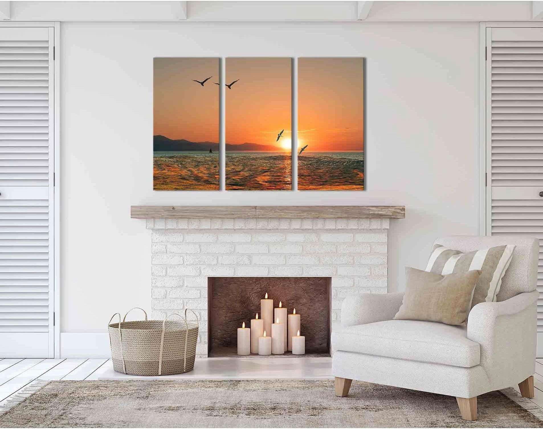 Morning sun on the sea №D1237 Ready to Hang Canvas Print - Zellart Canvas Prints 0new, ALL_Products, Sunrise & sunset wall art