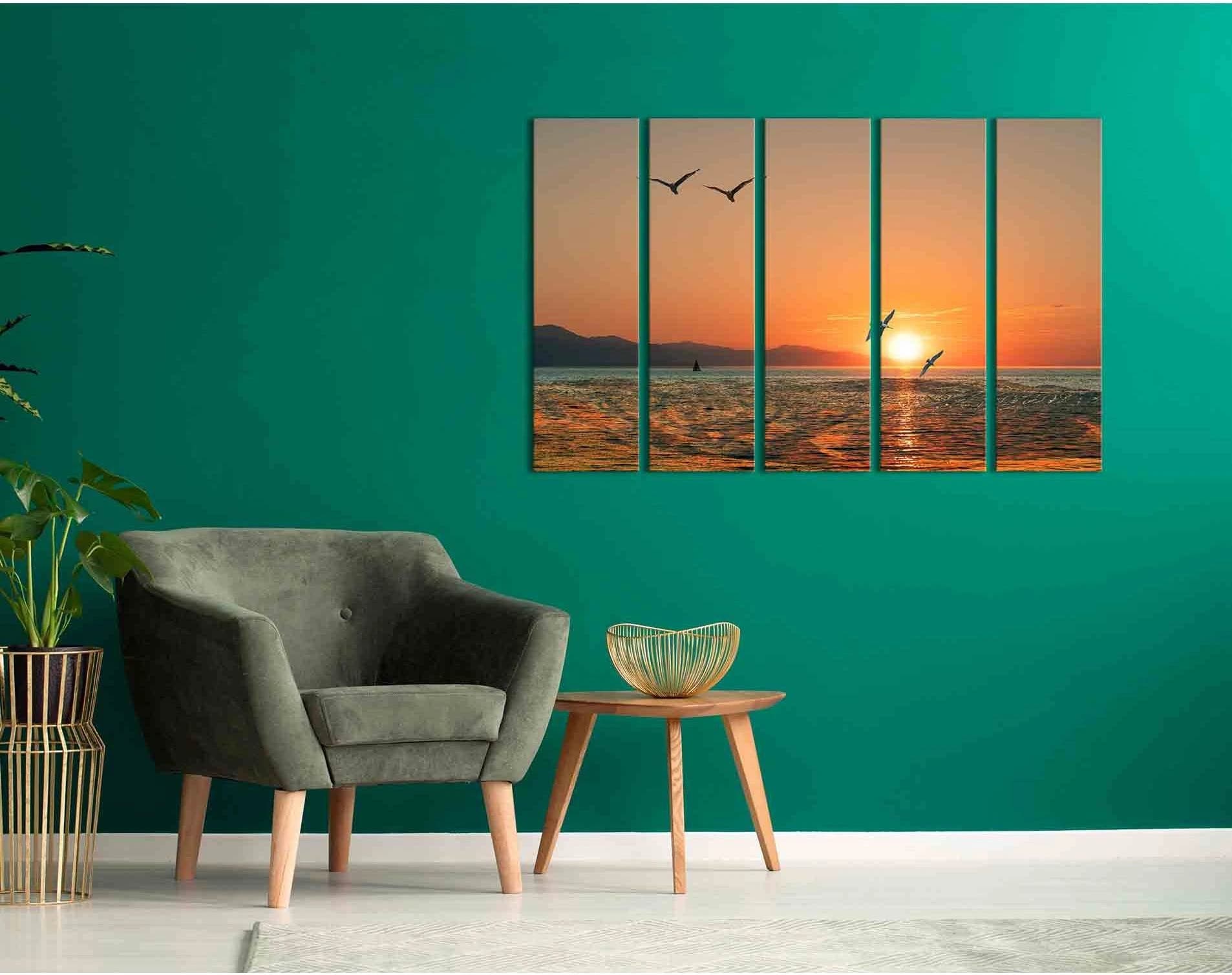 Morning sun on the sea №D1237 Ready to Hang Canvas Print - Zellart Canvas Prints 0new, ALL_Products, Sunrise & sunset wall art