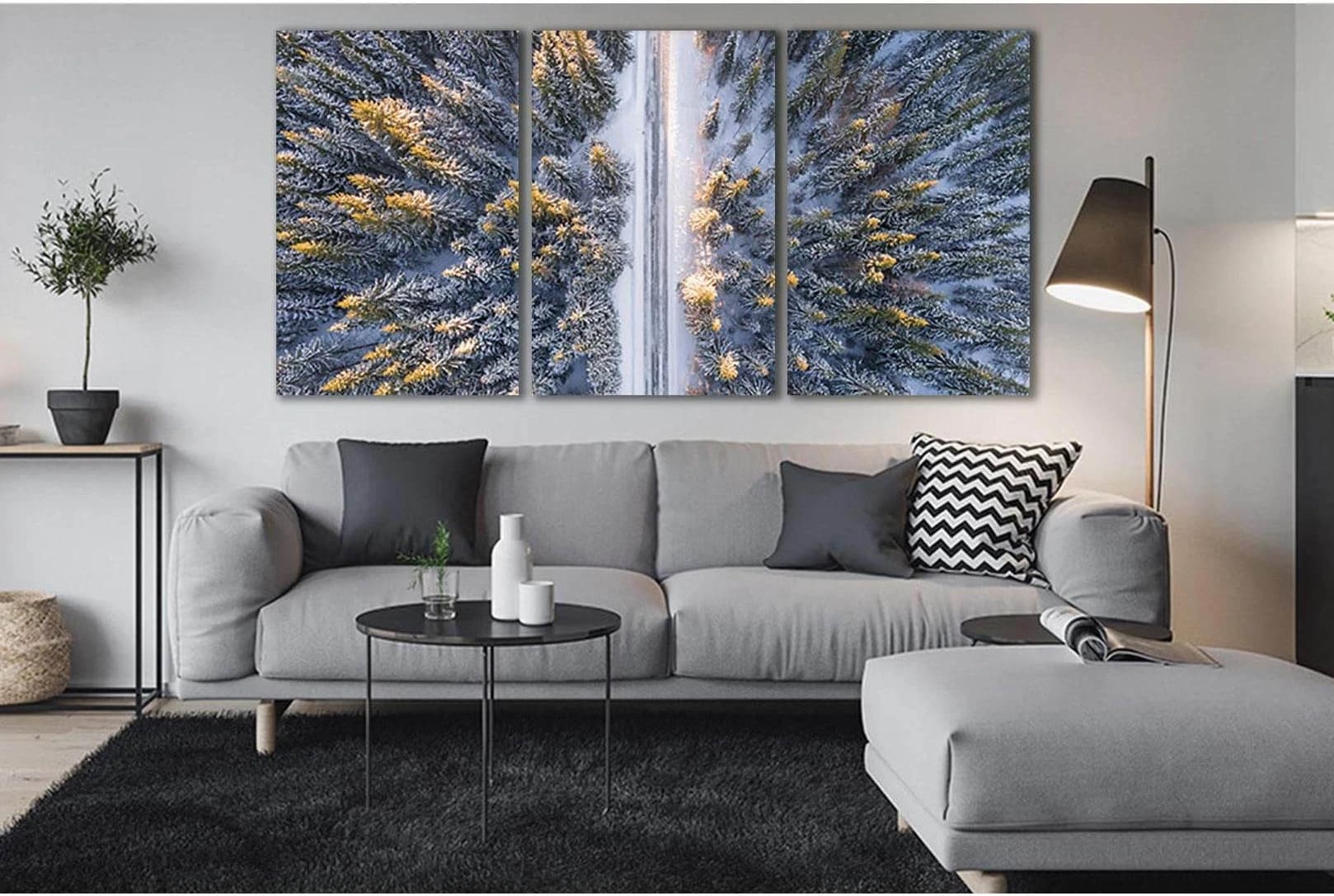 Morning Winter Forest №SL503 Ready to Hang Canvas Print - Zellart Canvas Prints 0new, ALL_Products, Trees Wall Art