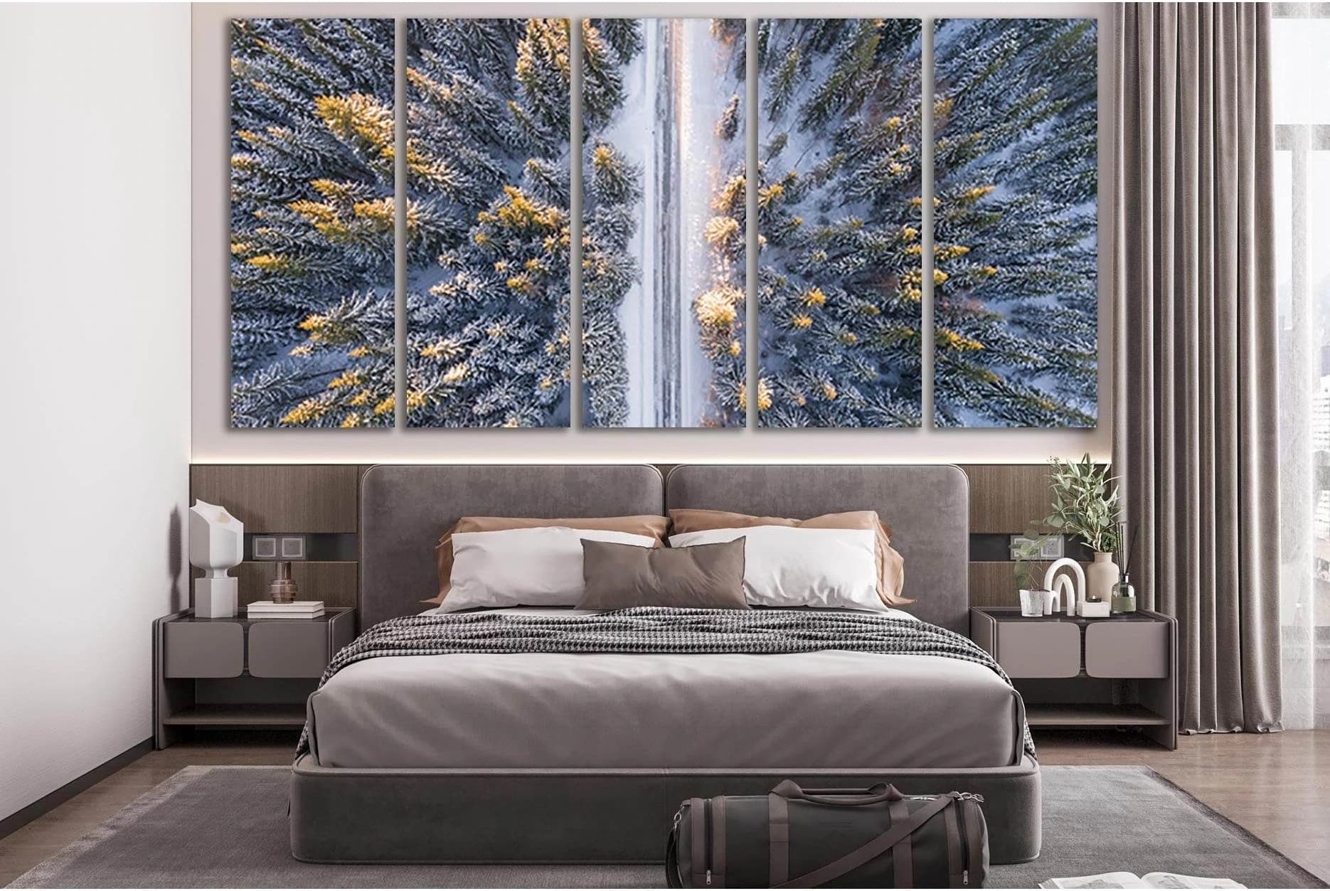 Morning Winter Forest №SL503 Ready to Hang Canvas Print - Zellart Canvas Prints 0new, ALL_Products, Trees Wall Art