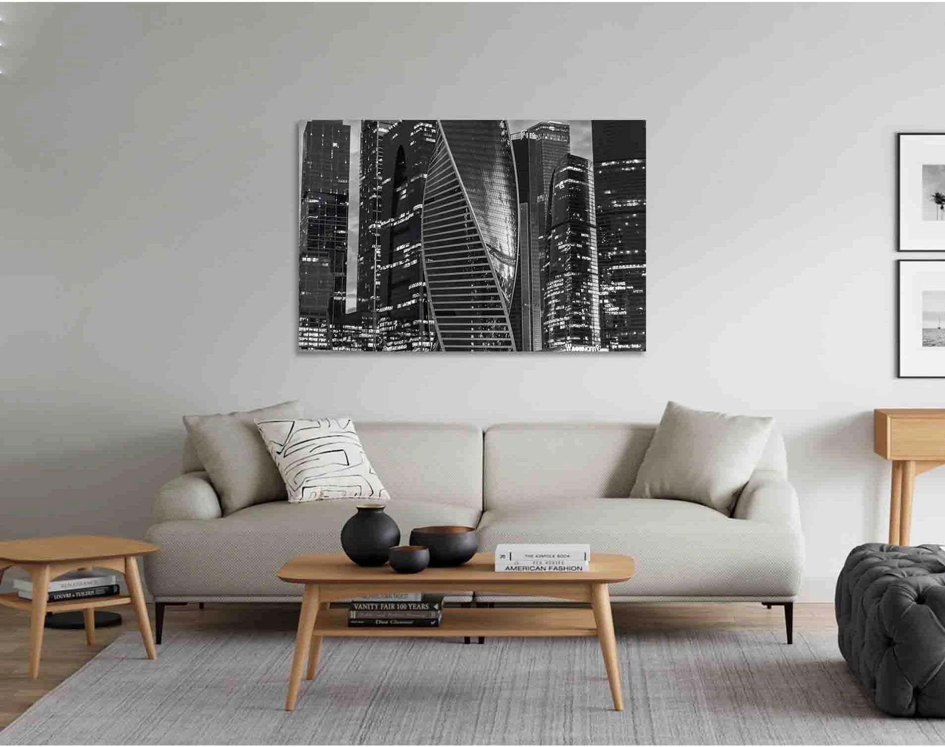 Moscow city №D2835 Ready to Hang Canvas Print - Zellart Canvas Prints 0new, ALL_Products, Black & White Wall Art