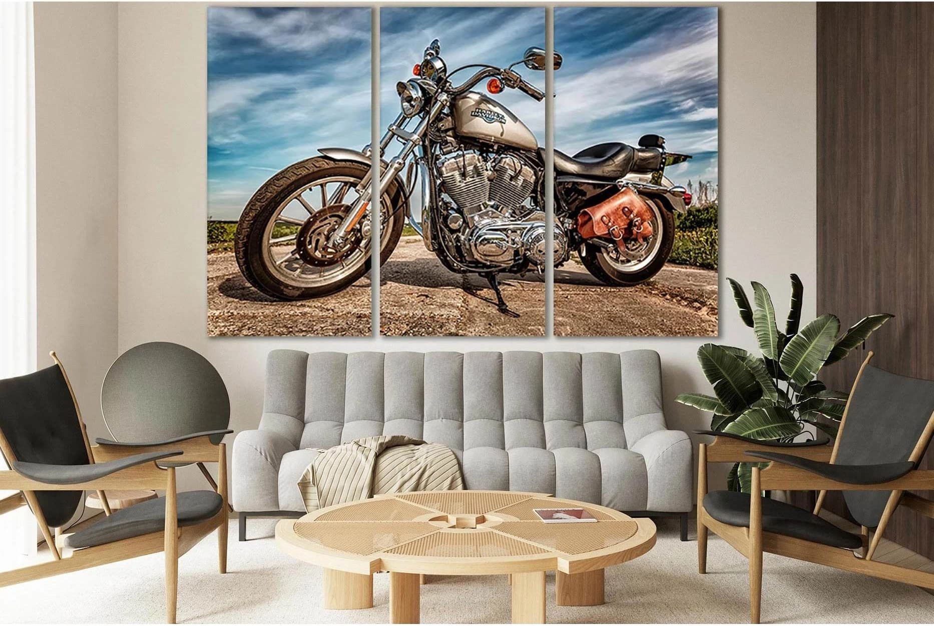 Motorcycle Harley Davidson №SL760 Ready to Hang Canvas Print - Zellart Canvas Prints 0new, ALL_Products, Engine, Engines Wall Art