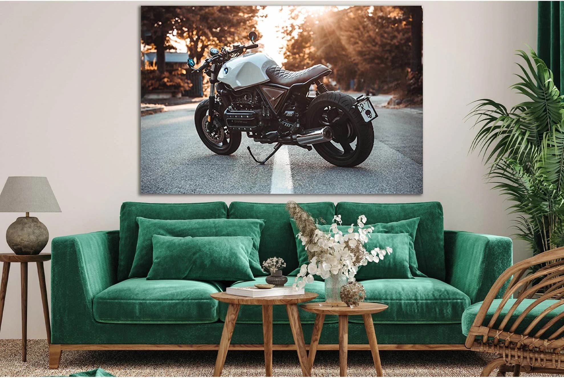 Motorcycle Side View №SL742 Ready to Hang Canvas Print - Zellart Canvas Prints 0new, ALL_Products, Engine, Engines Wall Art