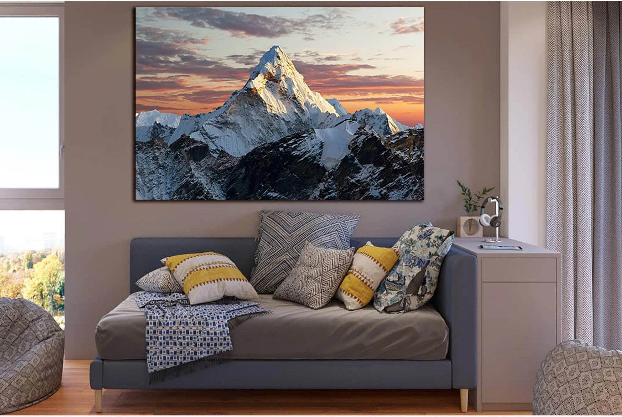 Mount At Sunset №SL1595 Ready to Hang Canvas Print - Zellart Canvas Prints 0new, ALL_Products, Mountains Wall Art, Nature Wall Art