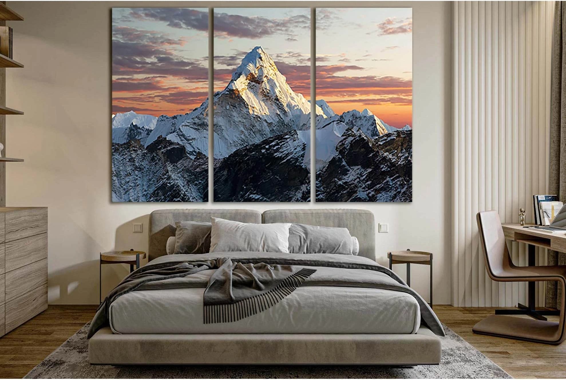 Mount At Sunset №SL1595 Ready to Hang Canvas Print - Zellart Canvas Prints 0new, ALL_Products, Mountains Wall Art, Nature Wall Art