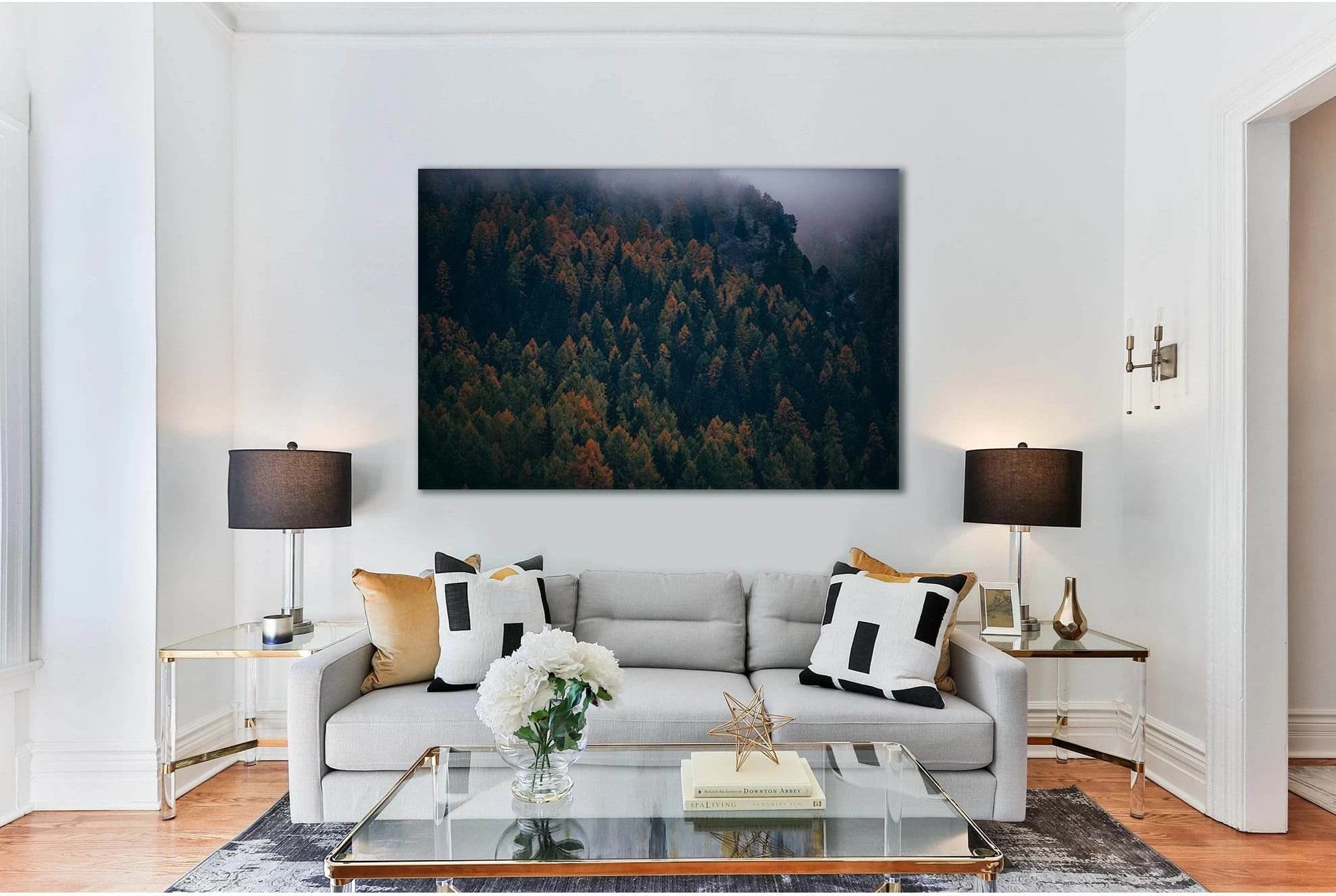 Mountain Forest With Morning Mist №Sl27 Ready to Hang Canvas Print - Zellart Canvas Prints 0new, ALL_Products, Nature & Landscapes Canvas Print