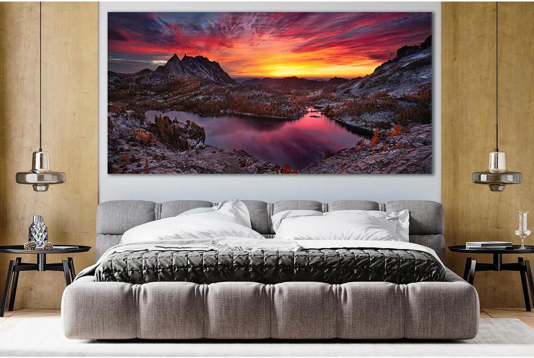 Mountain Lake Sunset №SL273 Ready to Hang Canvas Print - Zellart Canvas Prints 0new, ALL_Products, SUNRISE & SUNSET WALL ART