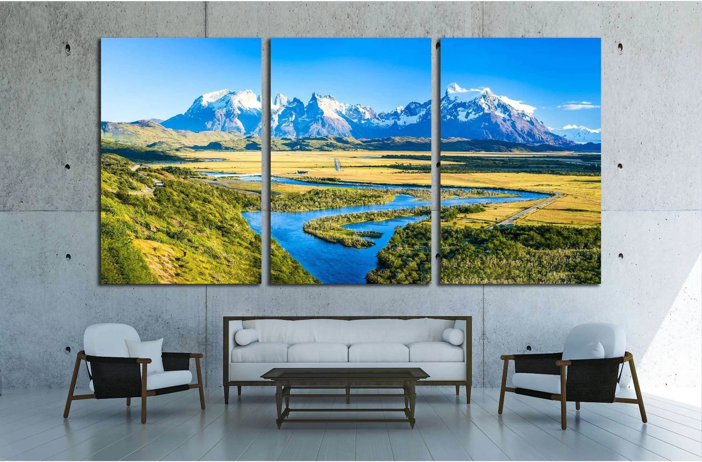 Mountain river valley panorama landscape №2912 Ready to Hang Canvas Print - Zellart Canvas Prints ALL_Products, s-2912