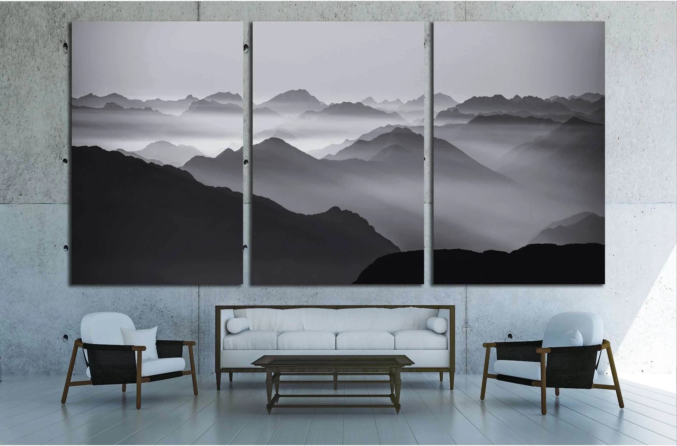 Mountain silhouettes №3196 Ready to Hang Canvas Print - Zellart Canvas Prints ALL_Products, s-3196