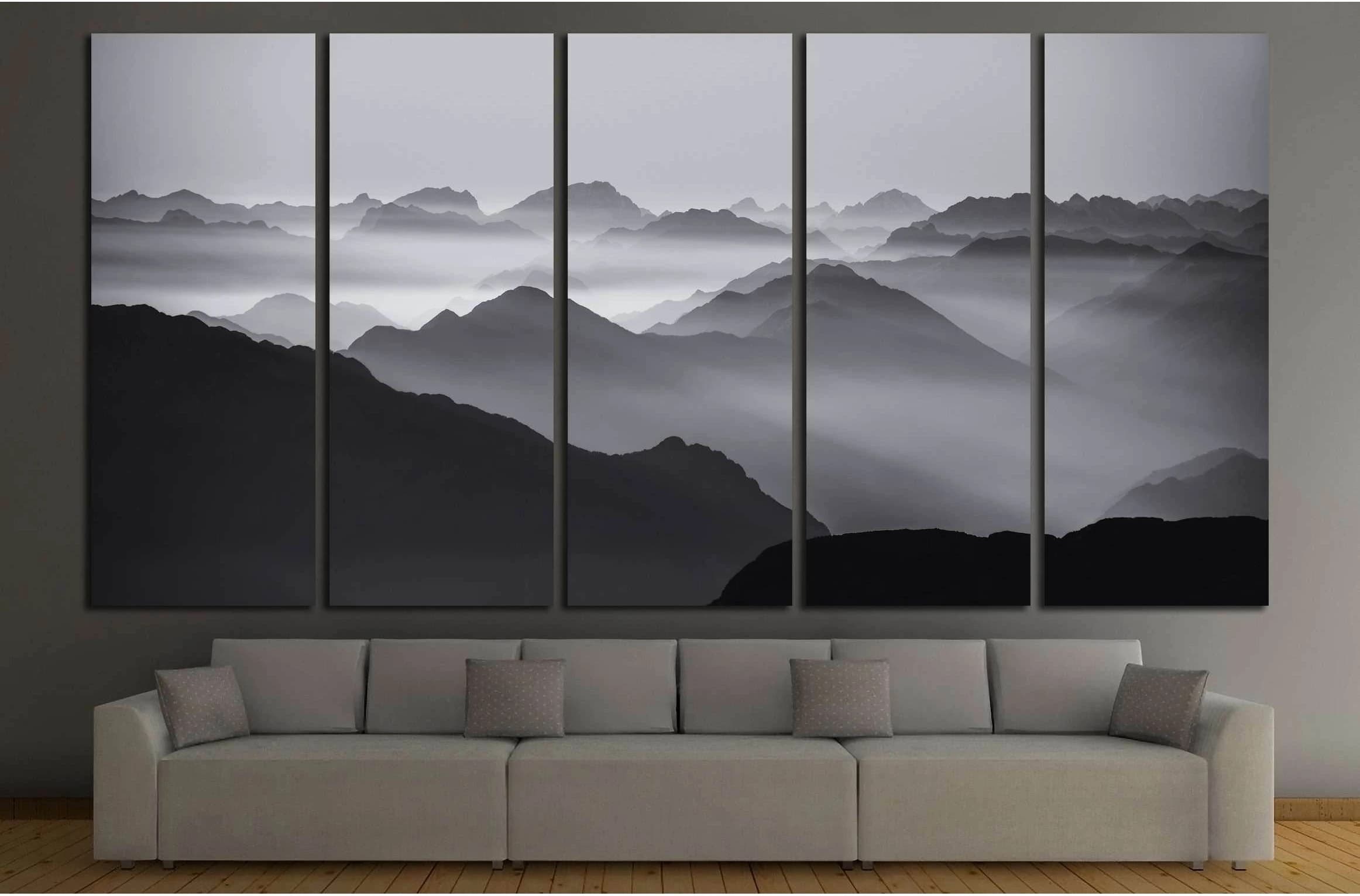 Mountain silhouettes №3196 Ready to Hang Canvas Print - Zellart Canvas Prints ALL_Products, s-3196